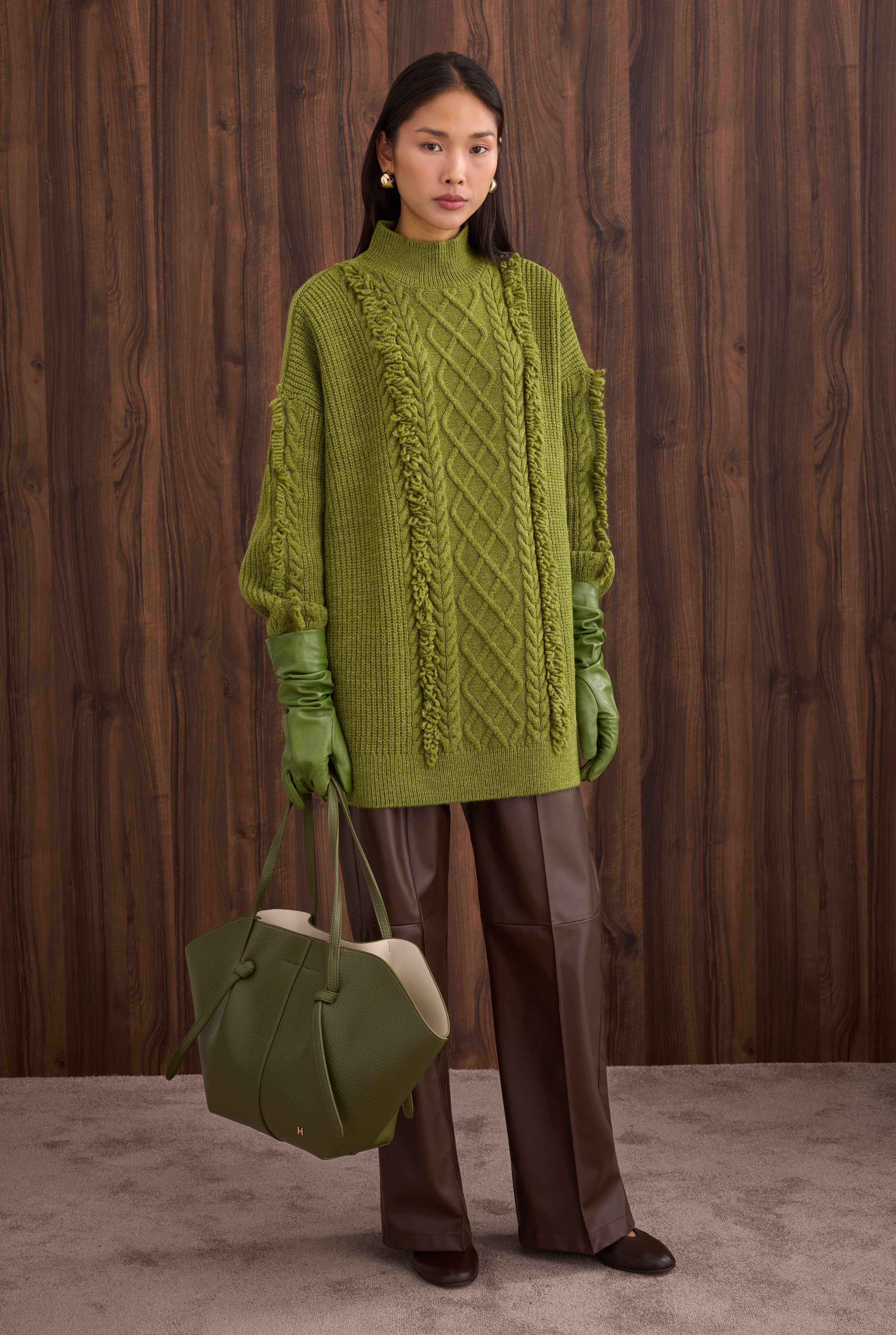 Tassel Detailed Knitted Sweater Green - 2