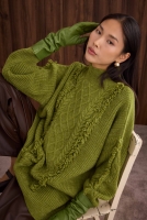 Tassel Detailed Knitted Sweater Green 