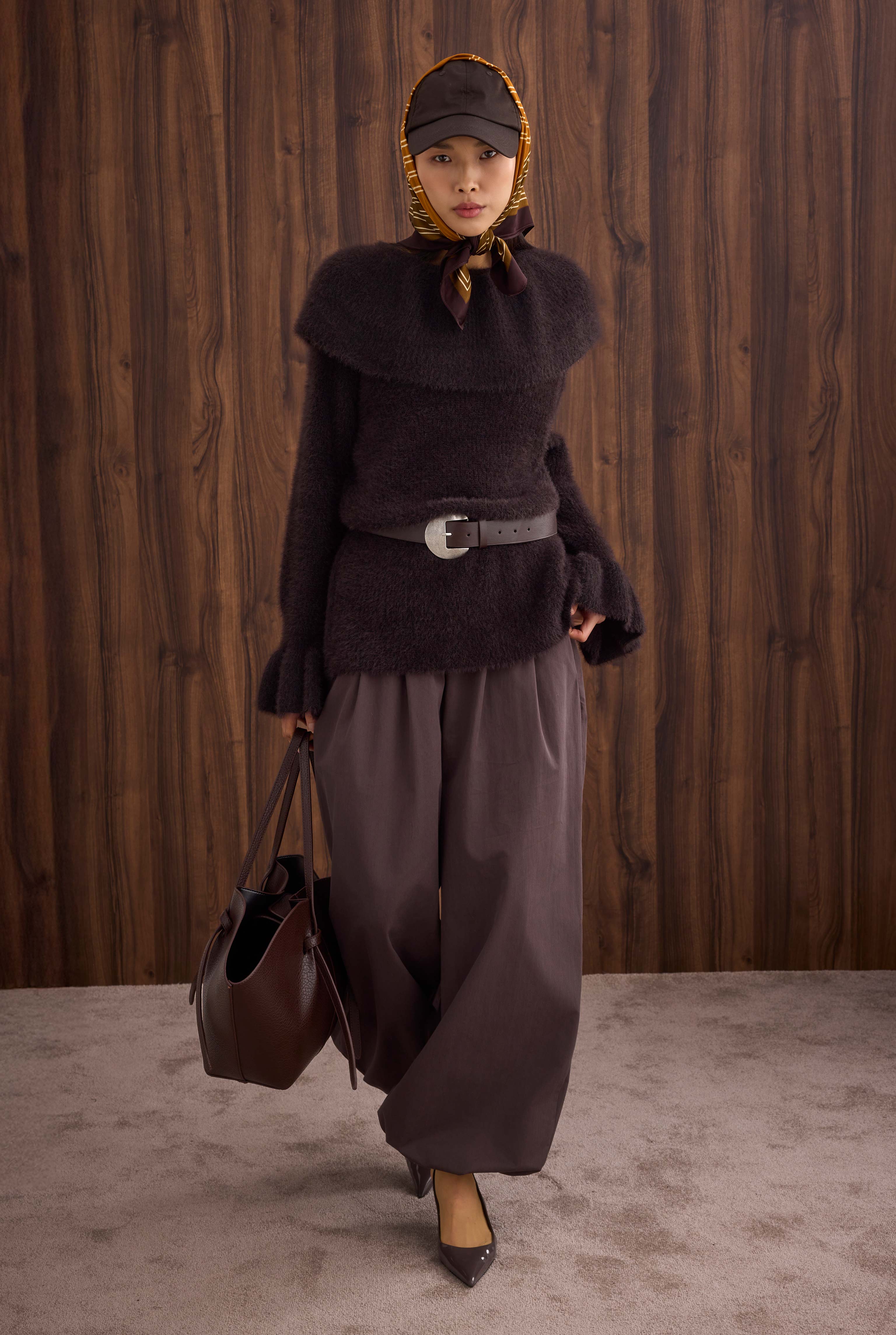 Loose-fit Trousers Dark Brown - 1