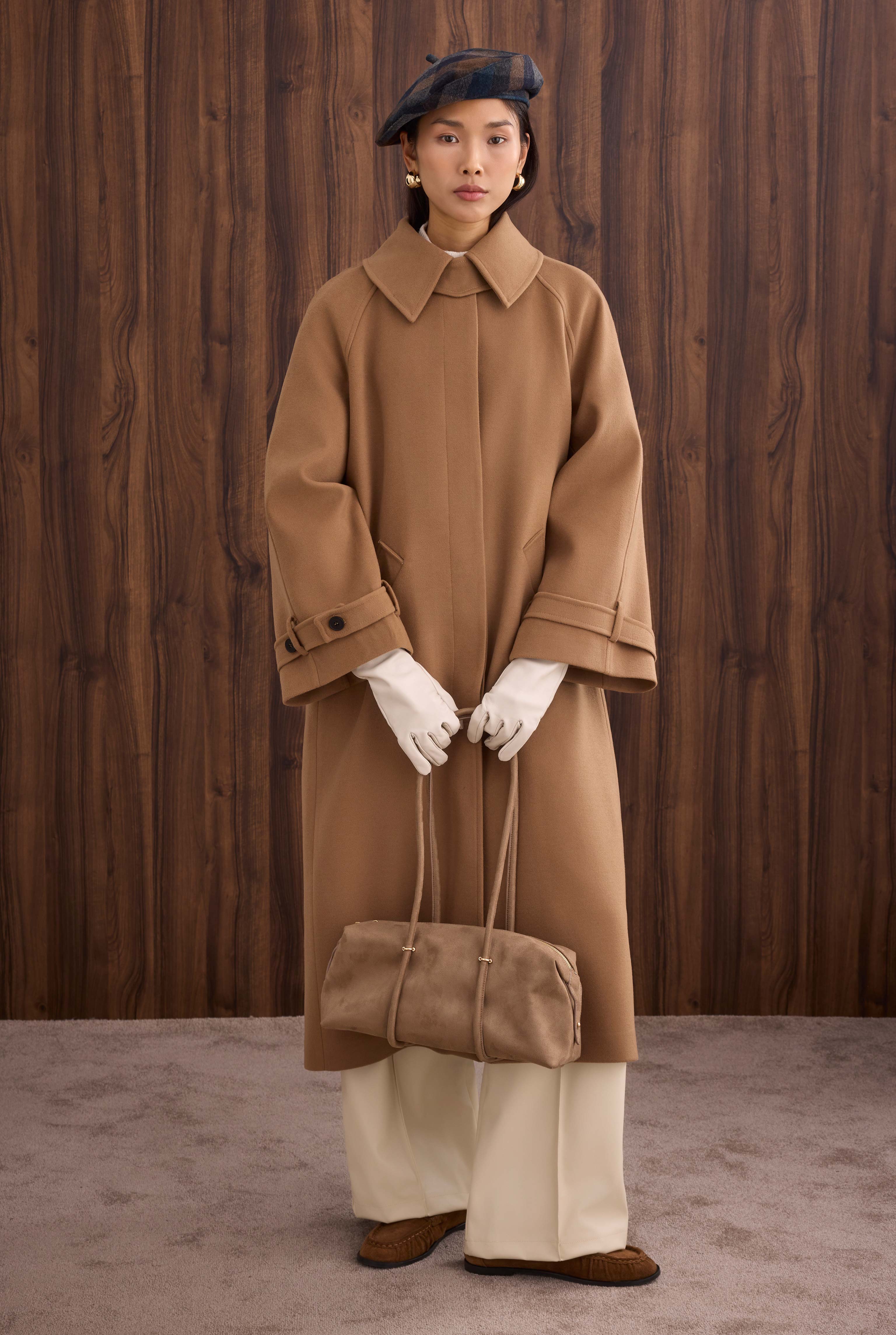 Collar Detailed Coat Camel - 1