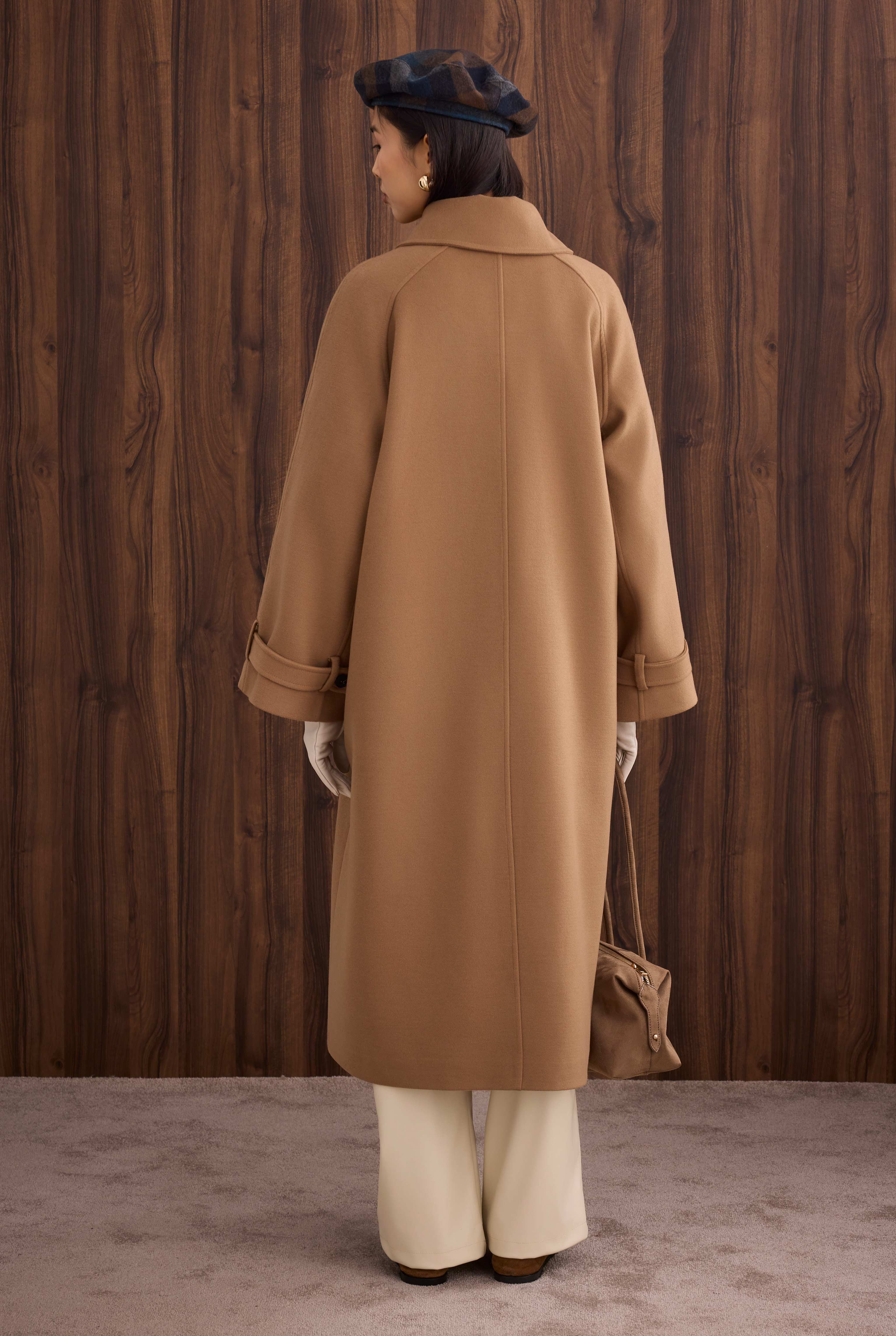 Collar Detailed Coat Camel - 5