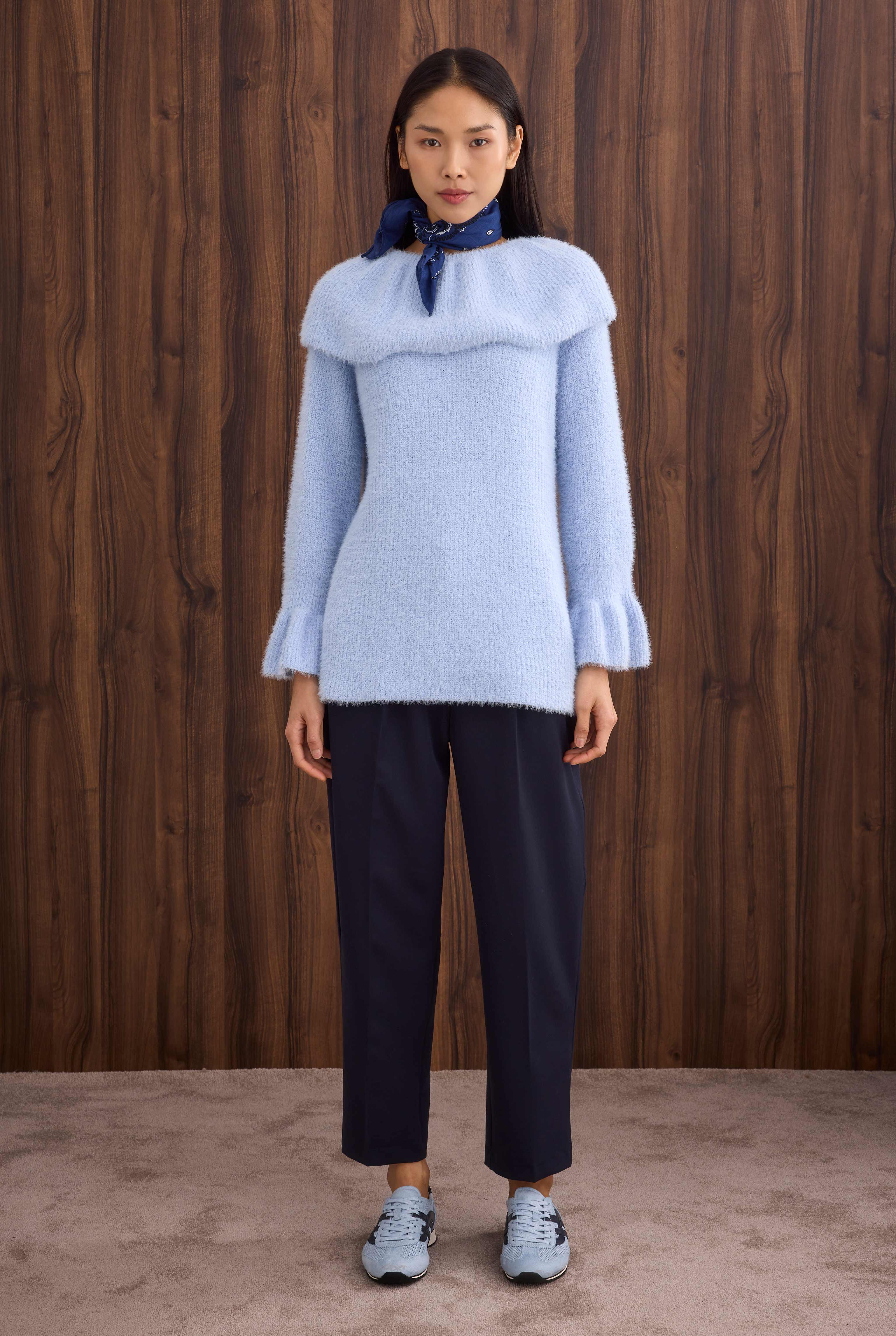 Collar Detailed Sweater Aqua - HE-QA