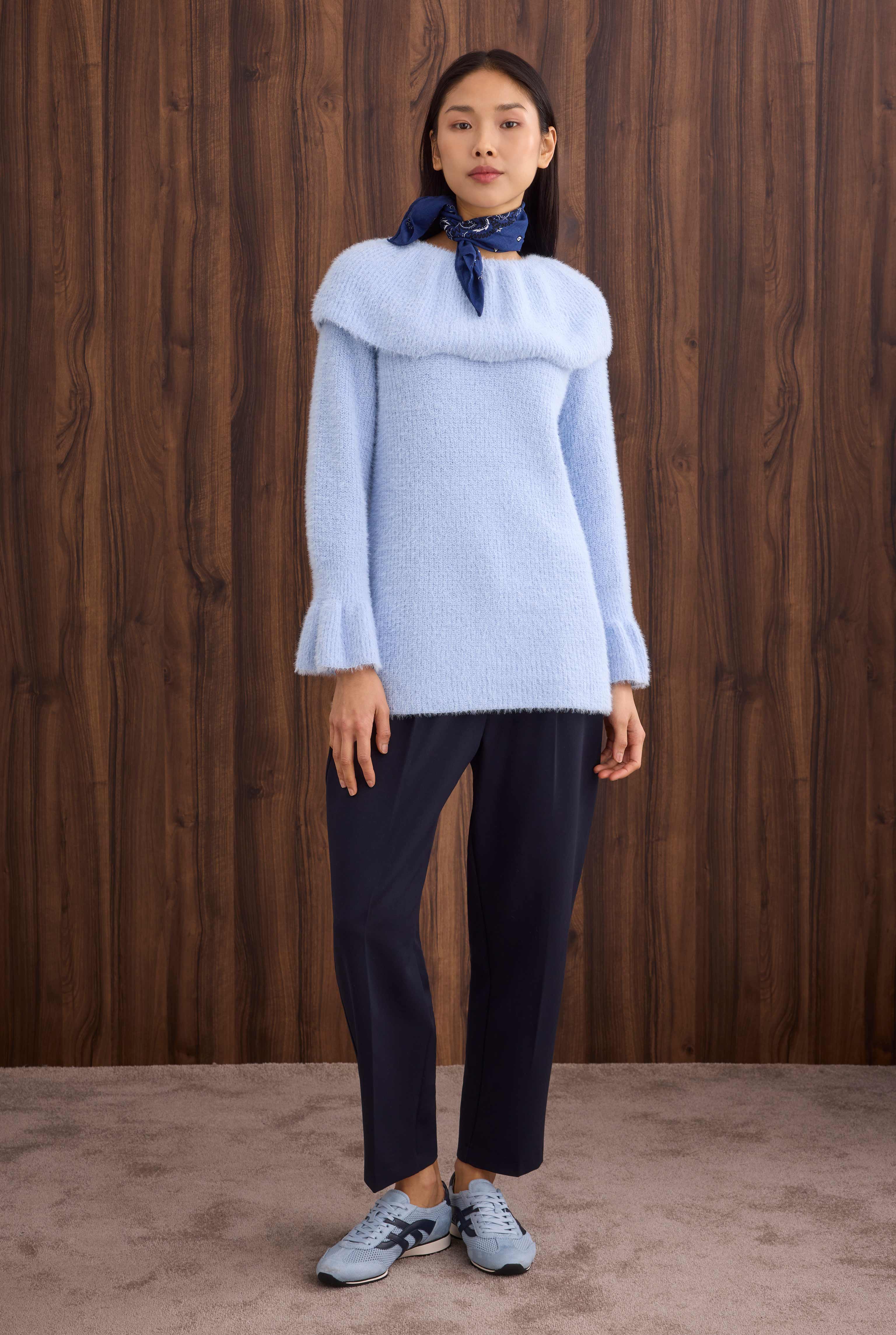 Collar Detailed Sweater Aqua - 2