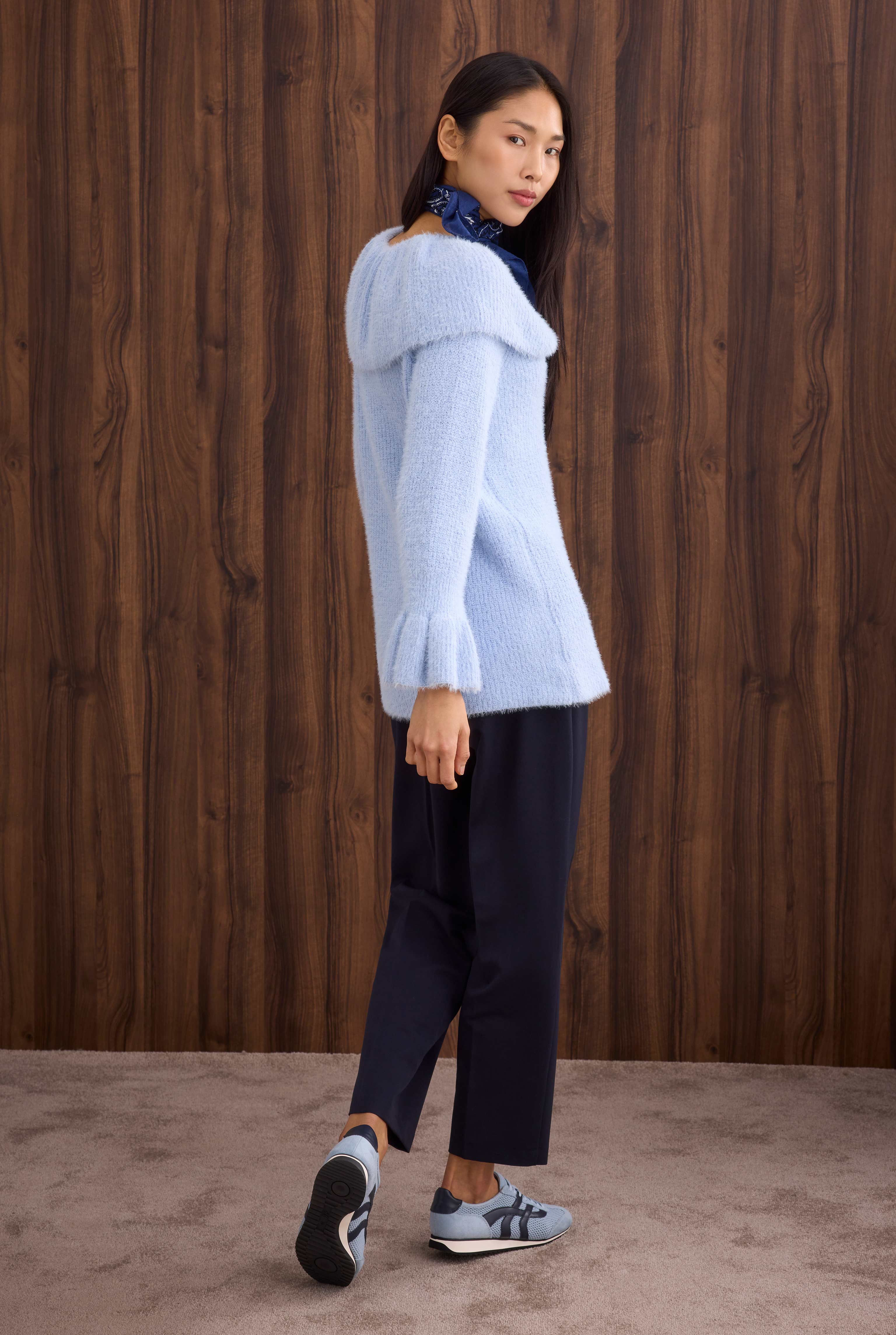 Collar Detailed Sweater Aqua - 5