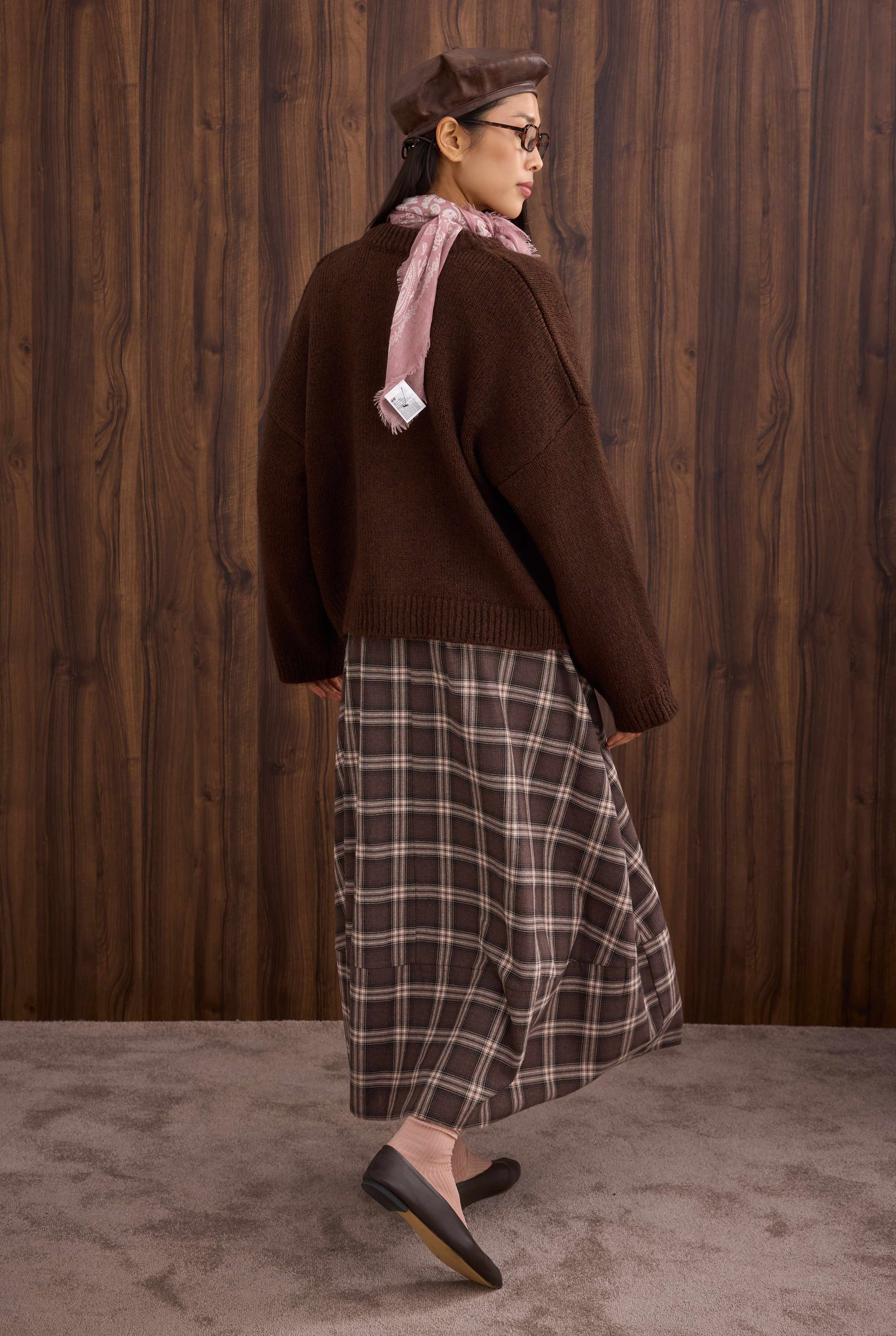 Short Alpaca Cardigan Brown - 3