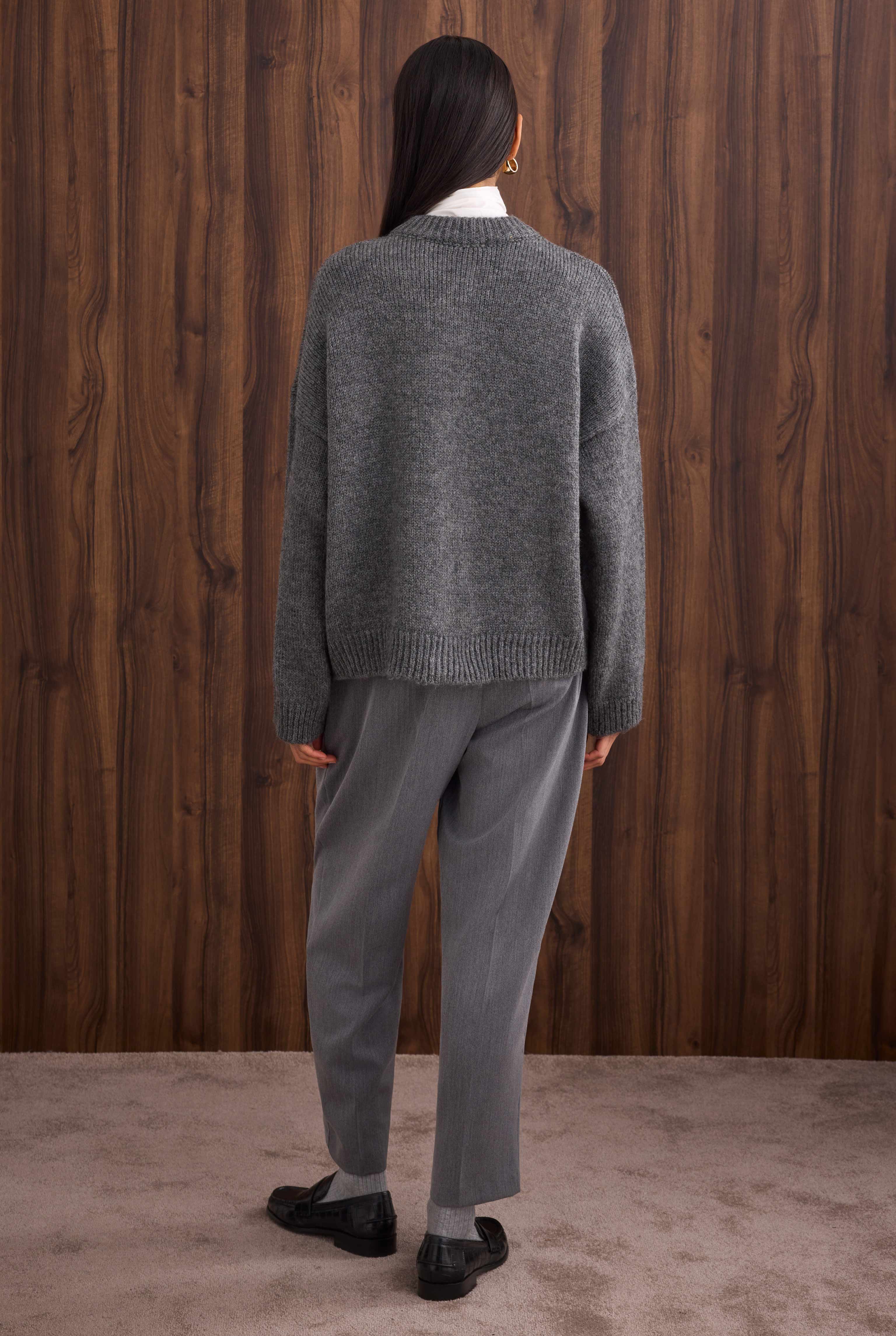 Short Alpaca Cardigan Anthracite - 6