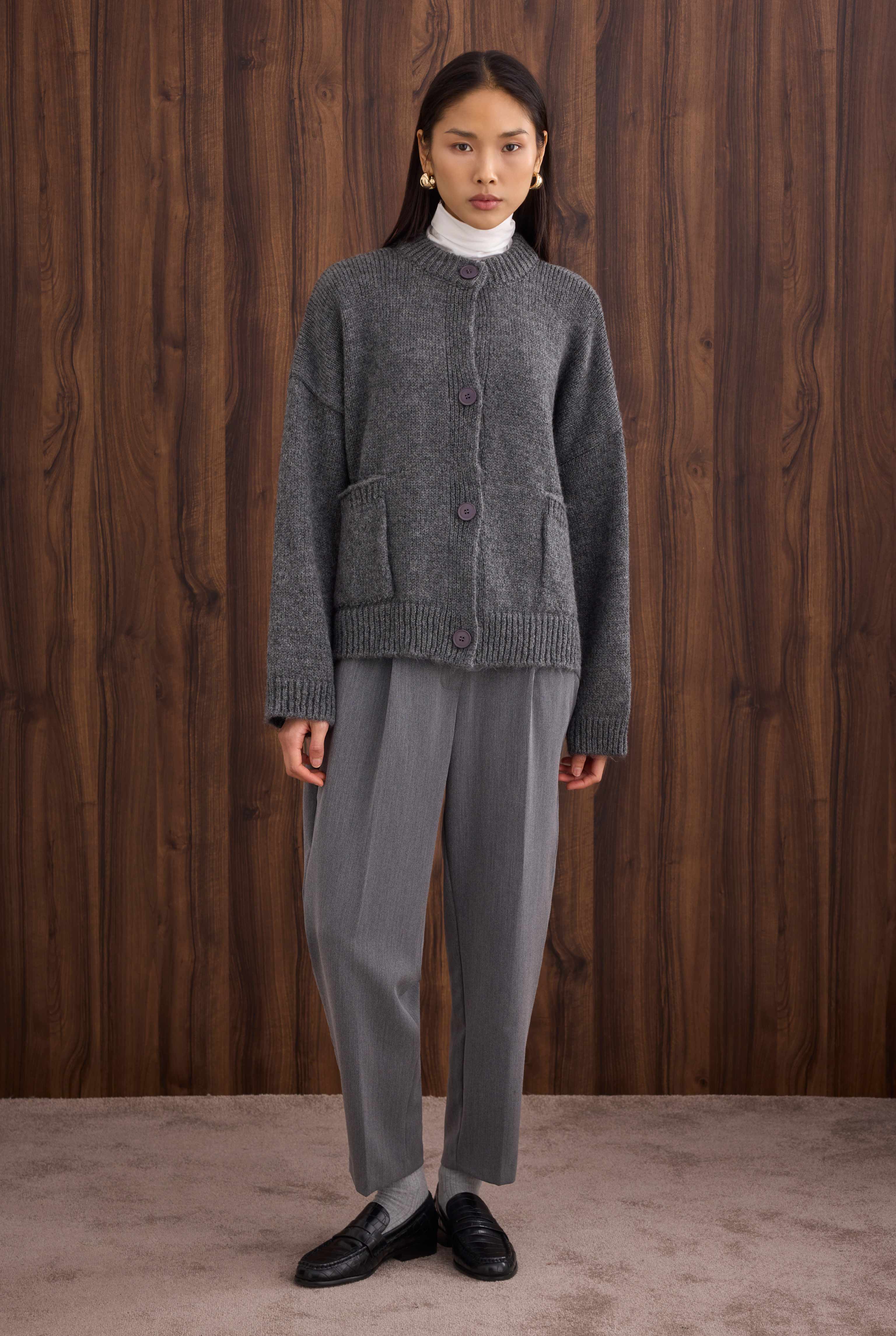 Short Alpaca Cardigan Anthracite - 10