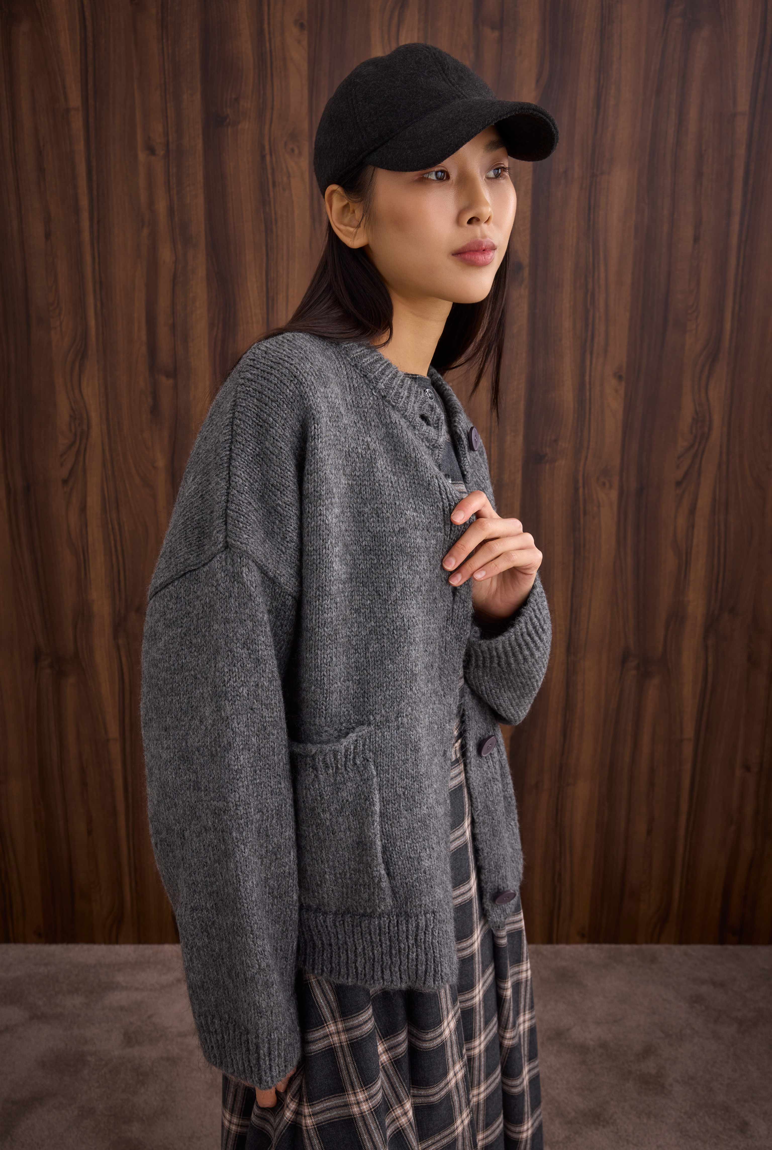 Short Alpaca Cardigan Anthracite - 2