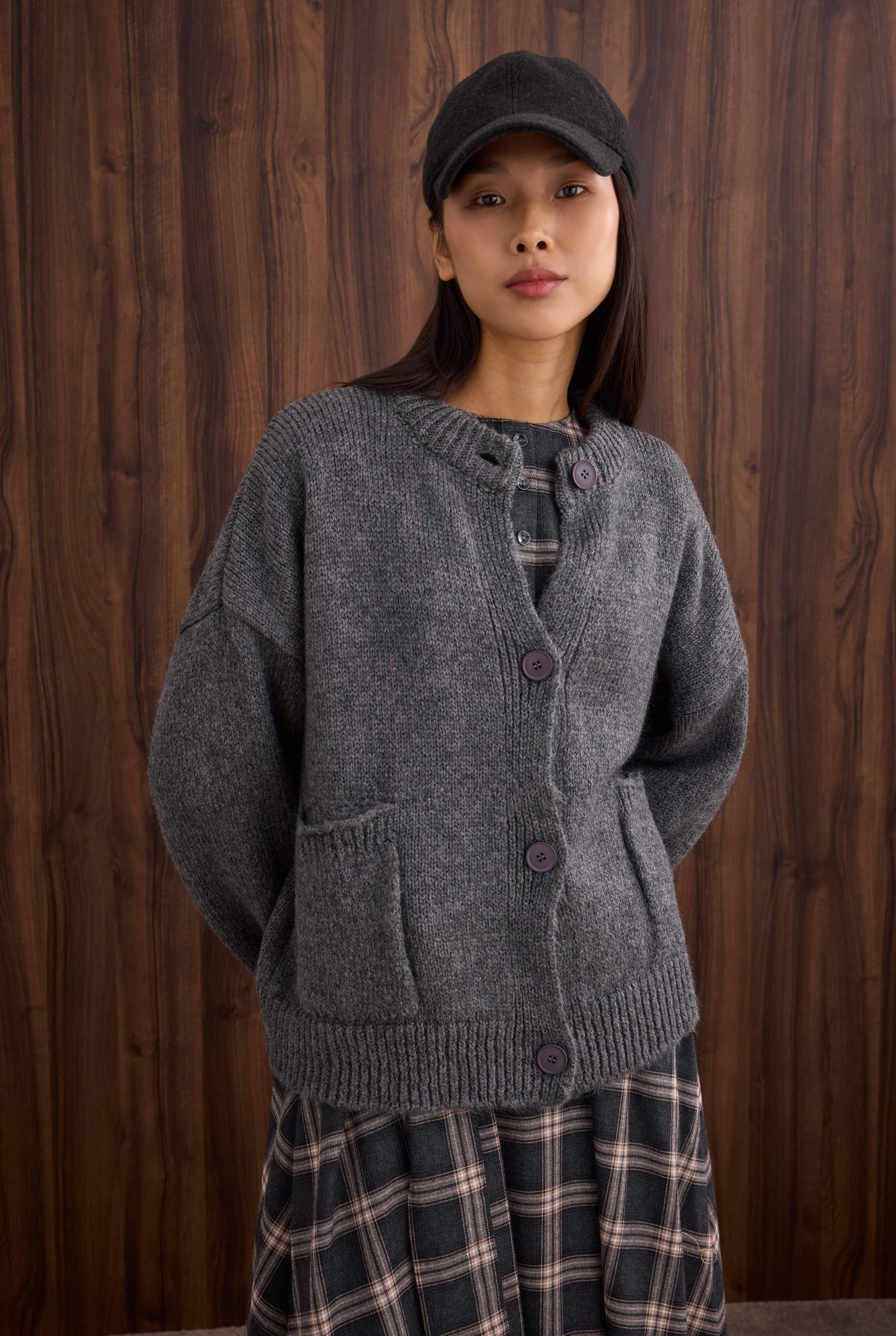 Short Alpaca Cardigan Anthracite - 3