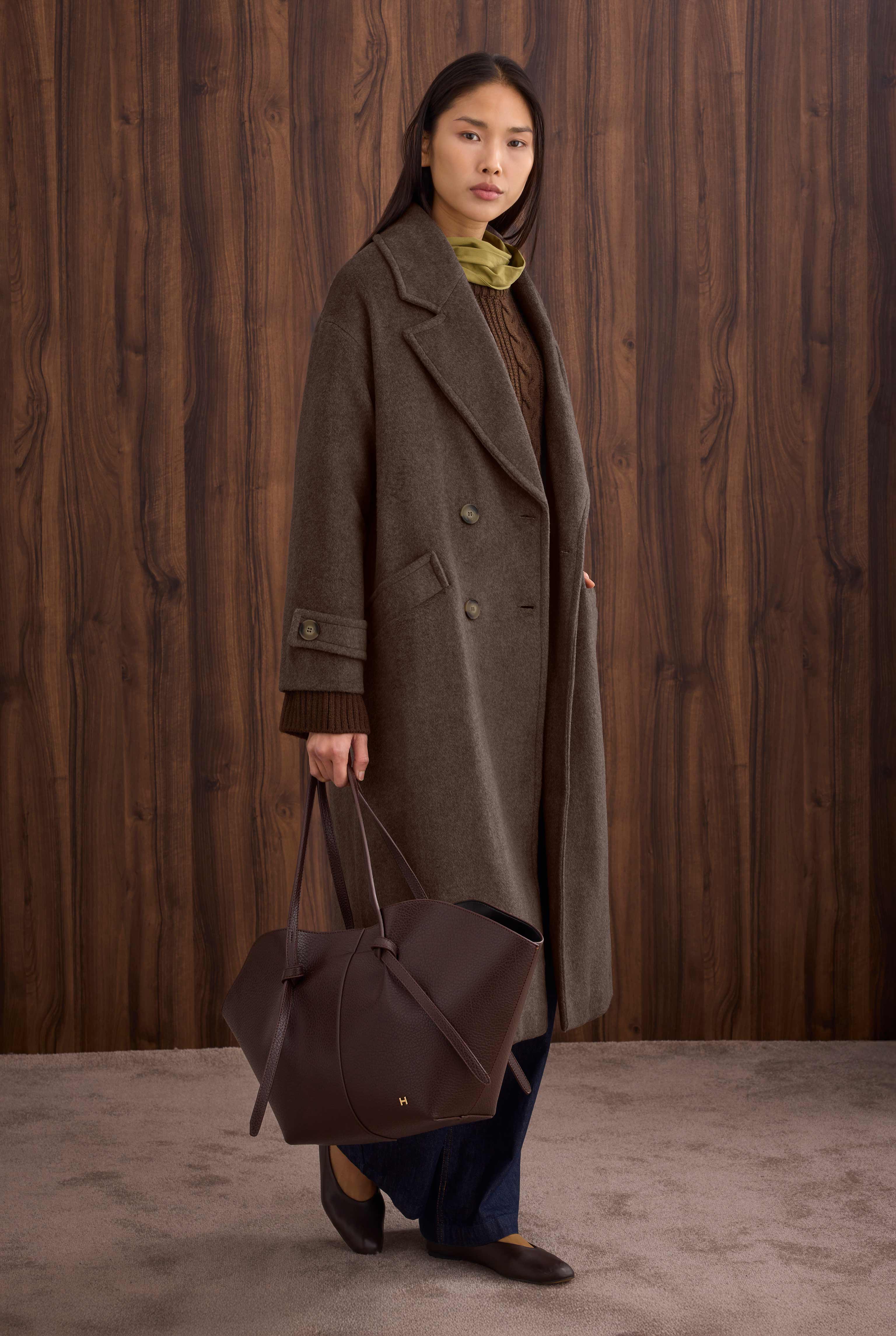 Epaulet Sleeved Coat Brown - 1