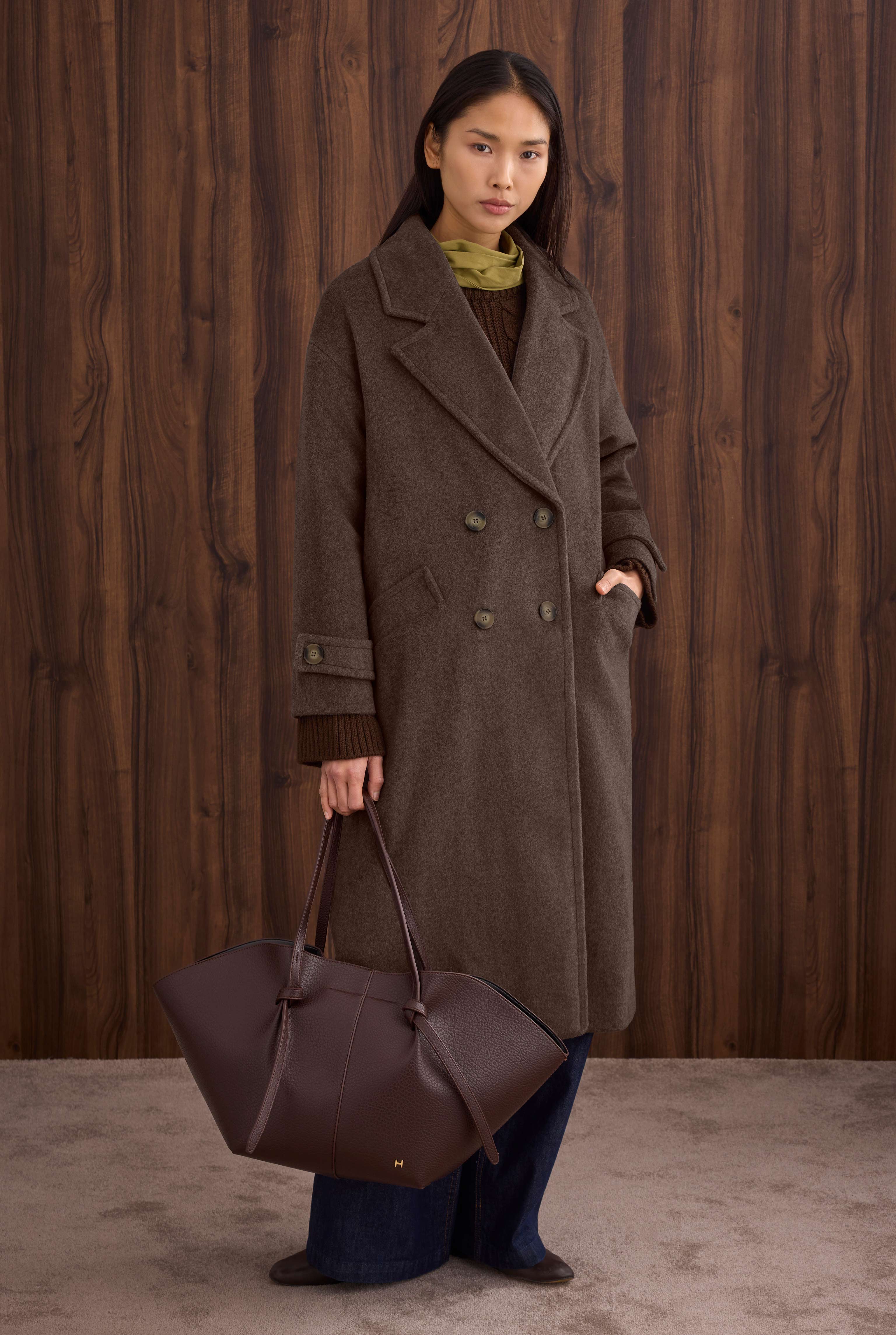 Epaulet Sleeved Coat Brown - 2