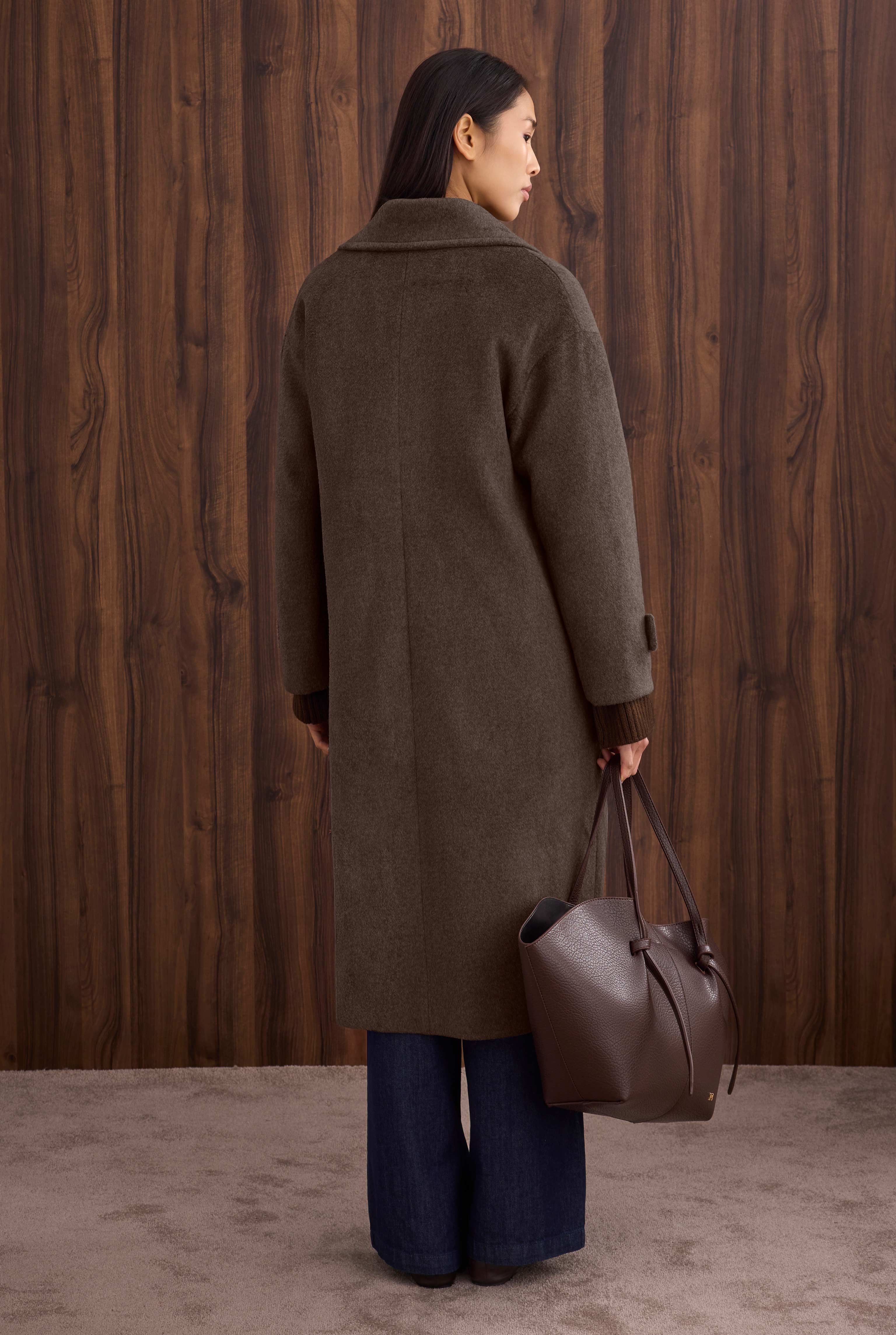 Epaulet Sleeved Coat Brown - 3