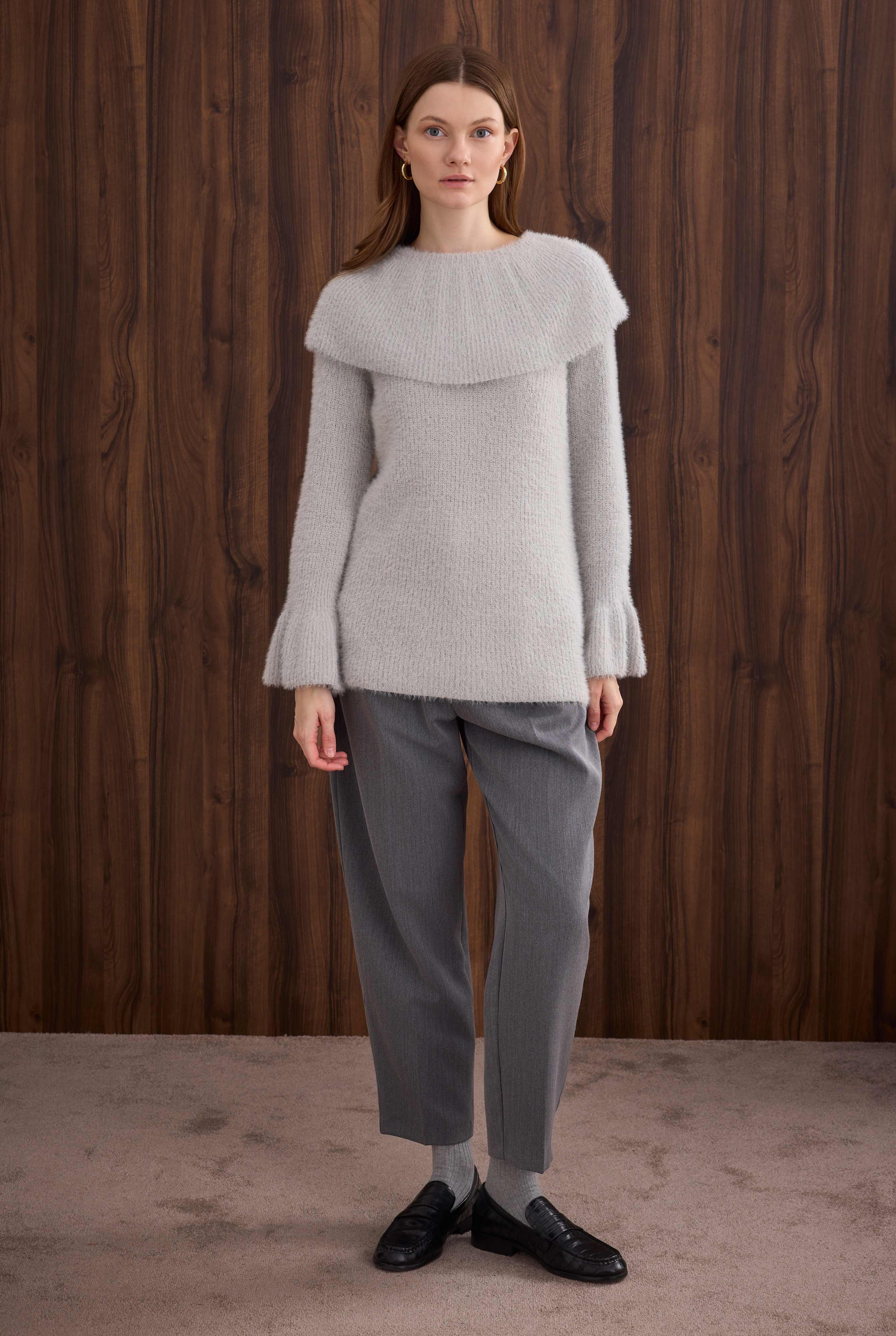 Collar Detailed Sweater Fume - 2