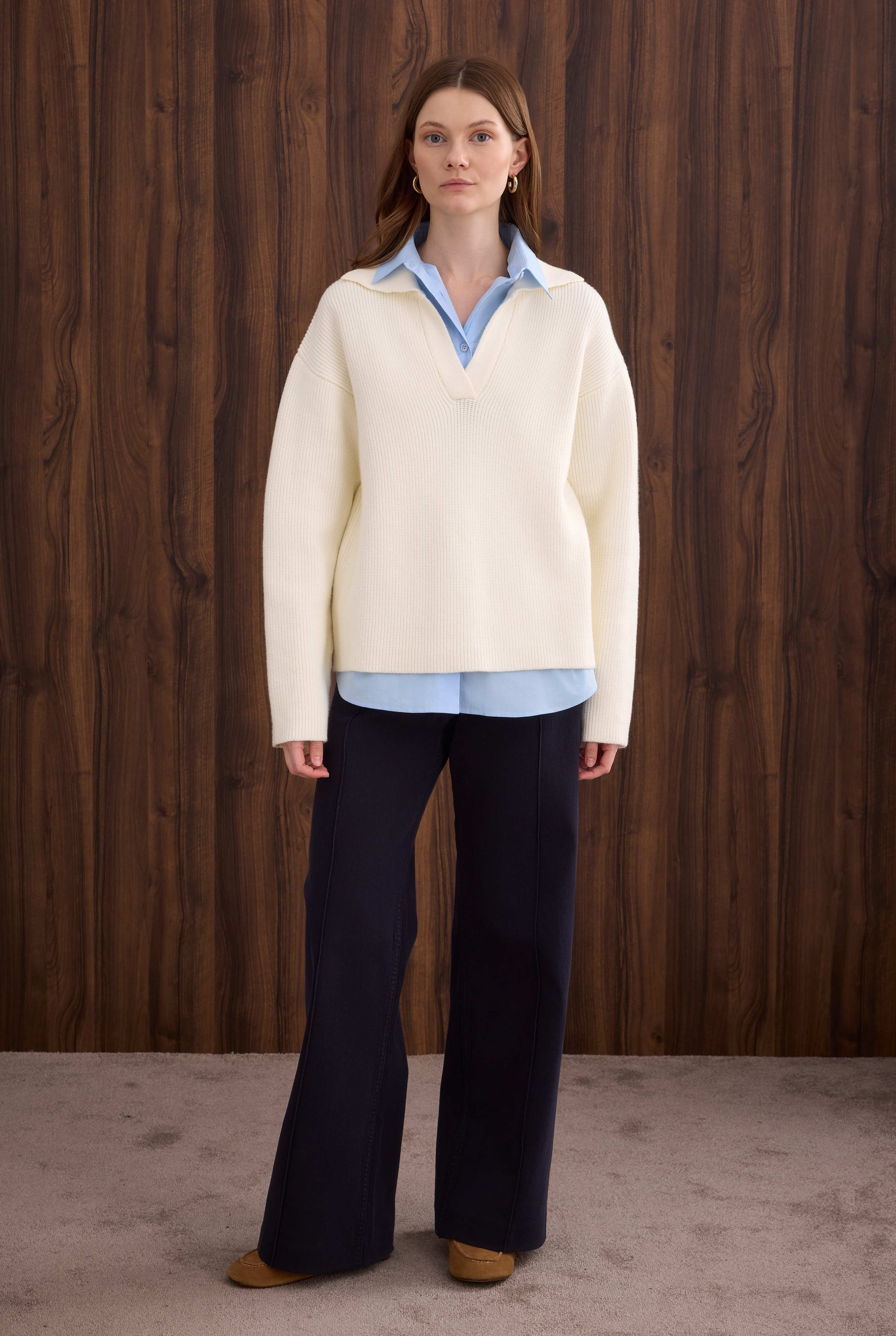 Polo Neck Sweater Ecru - HE-QA