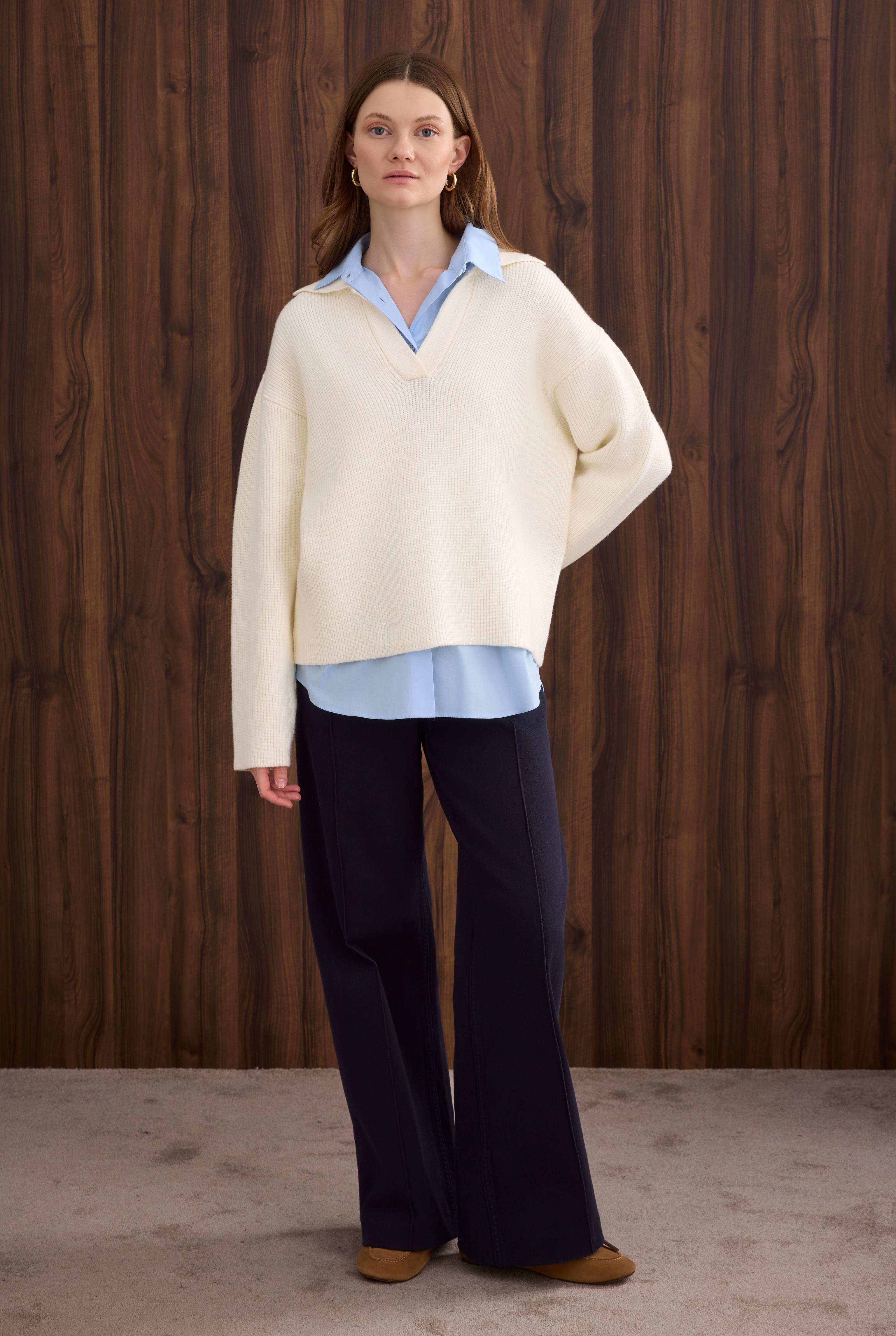 Polo Neck Sweater Ecru - 2