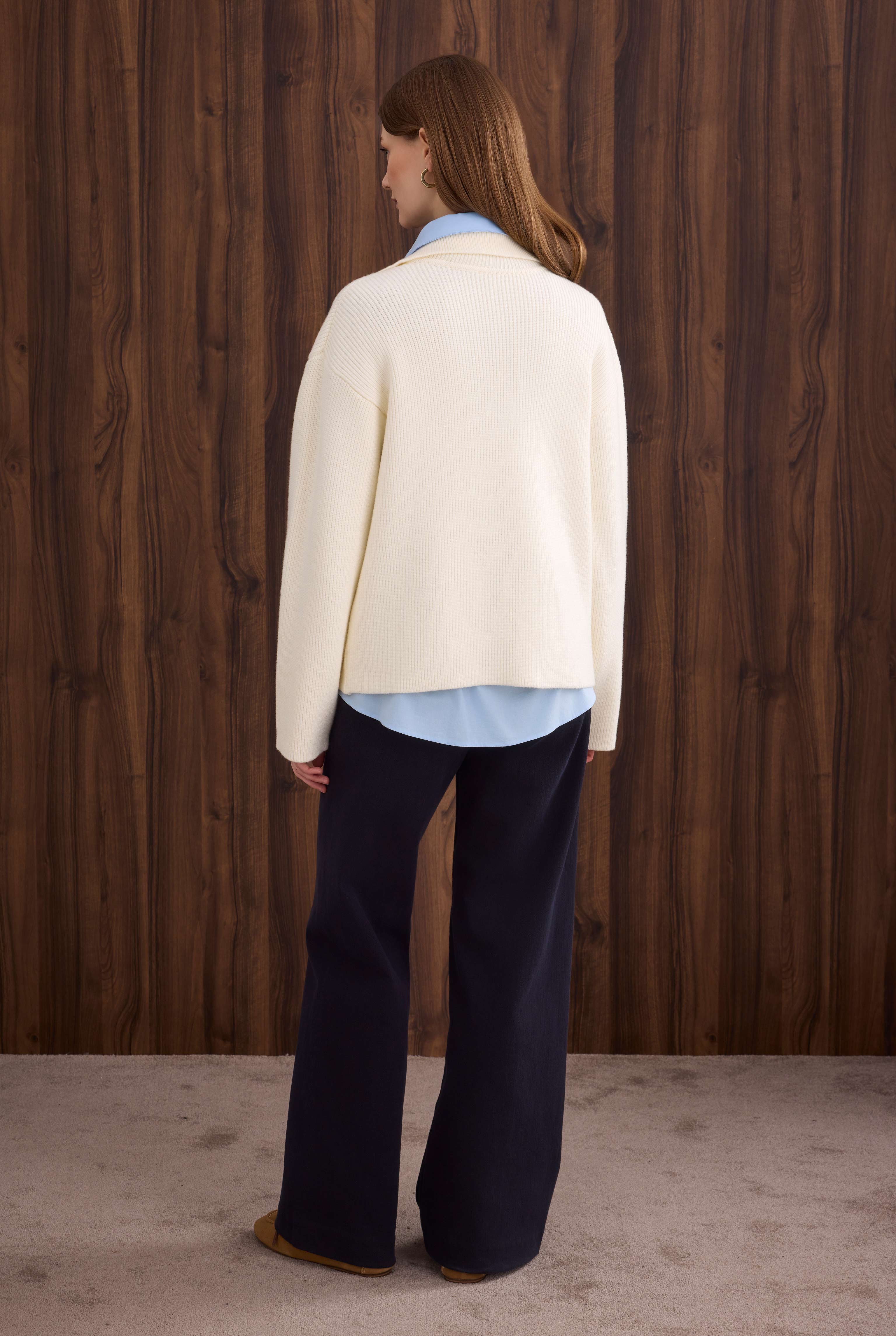 Polo Neck Sweater Ecru - 3