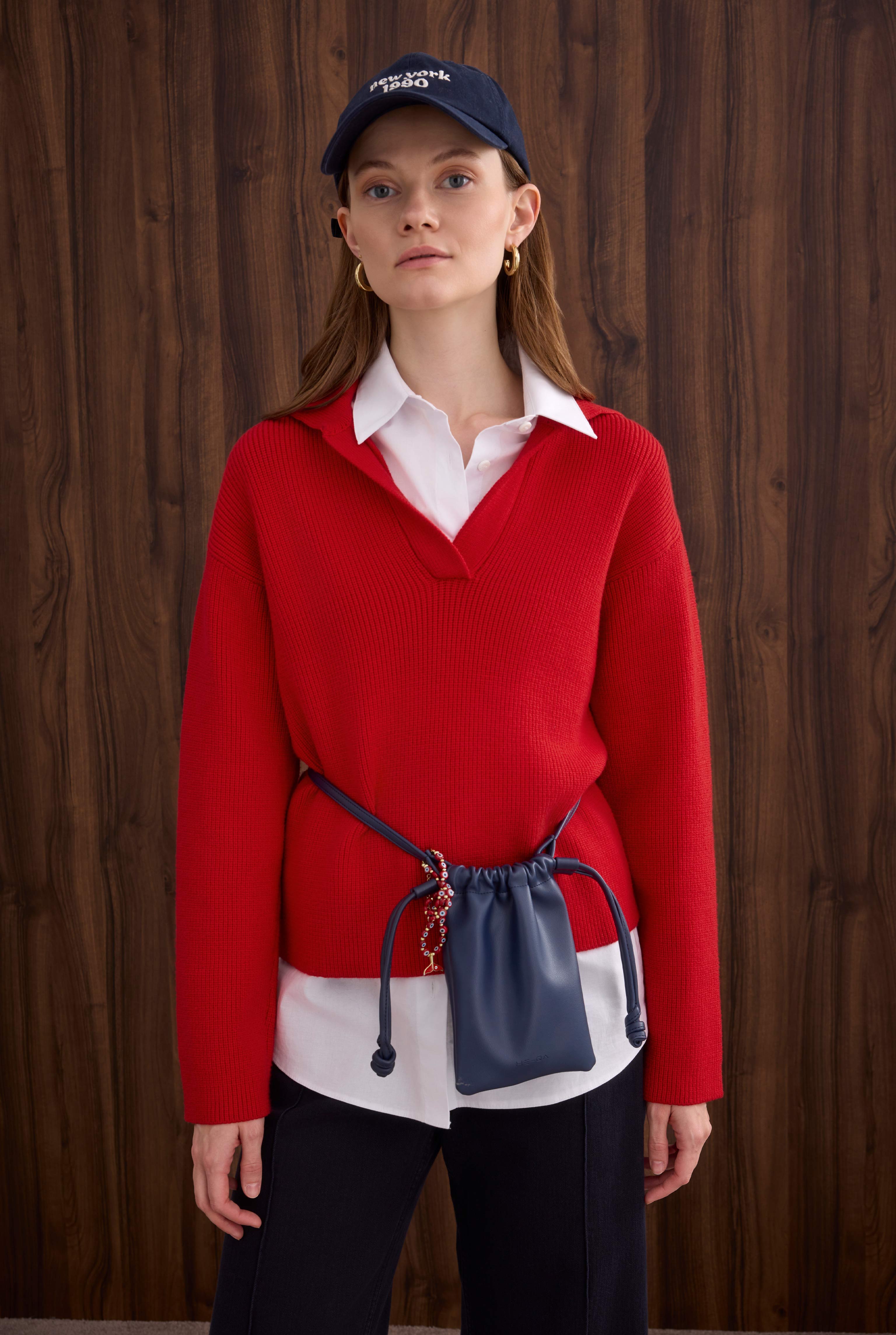 Polo Neck Sweater Red - 3