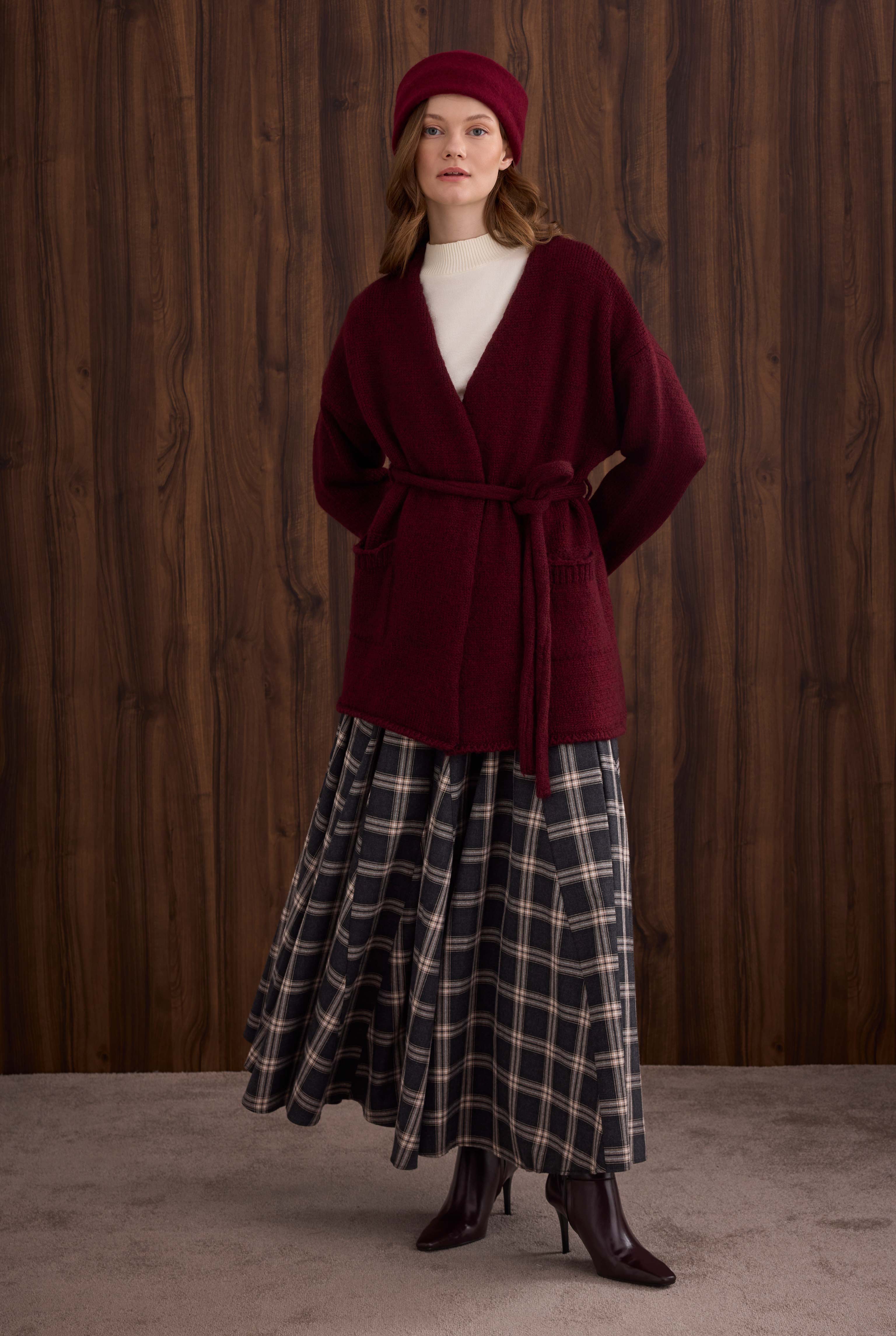 Alpaca Cardigan Bordeaux - 2