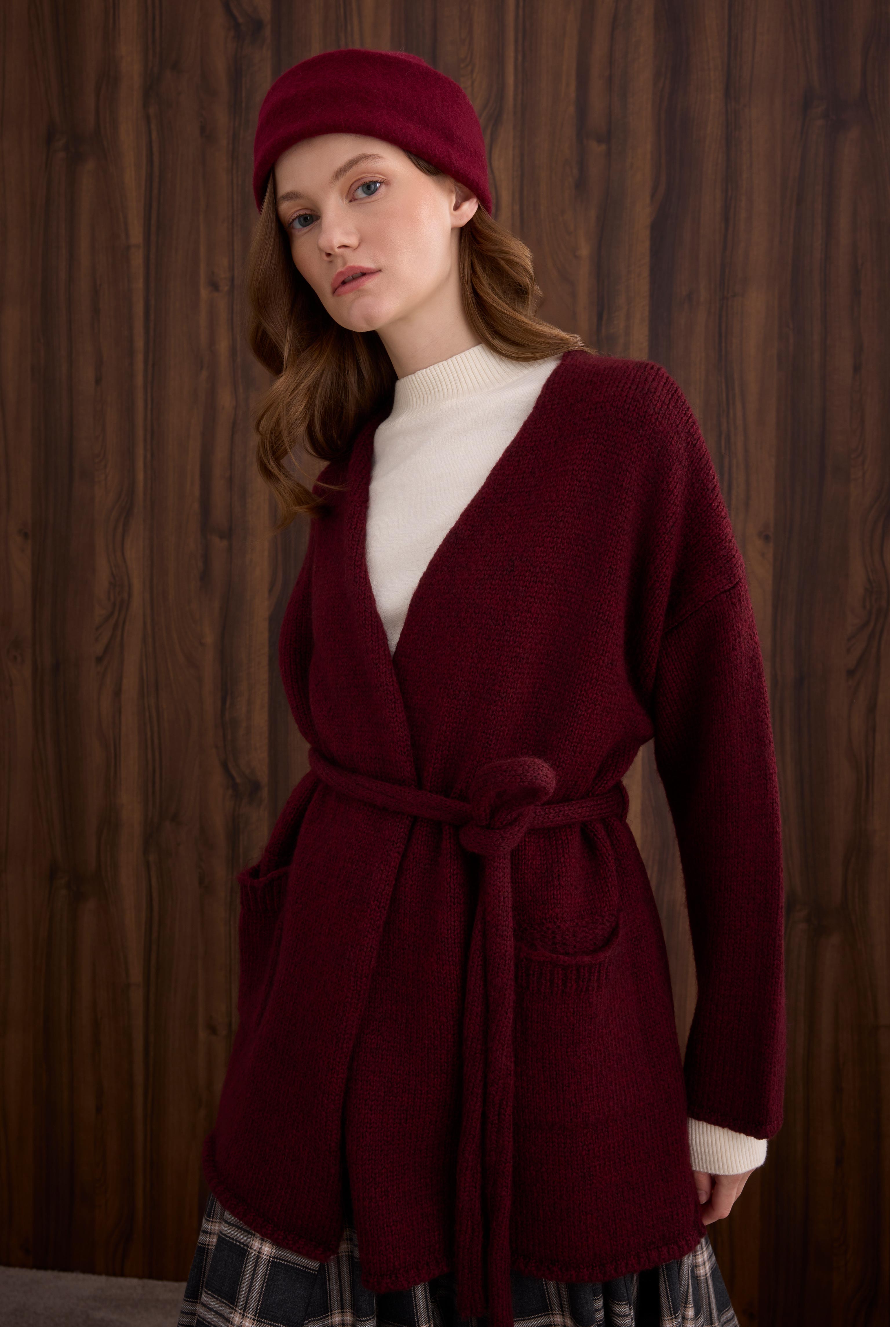 Alpaca Cardigan Bordeaux - 3