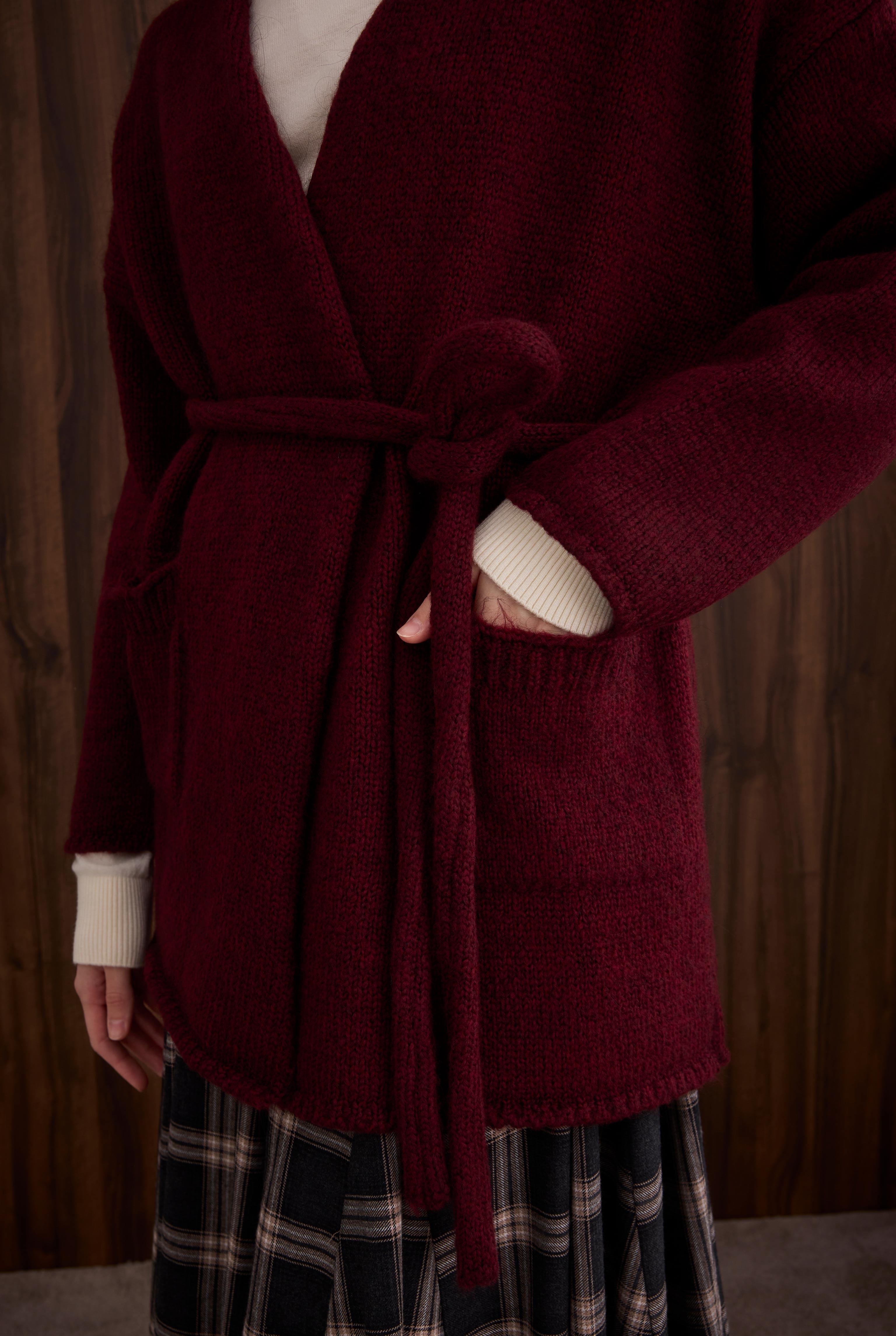 Alpaca Cardigan Bordeaux - 4