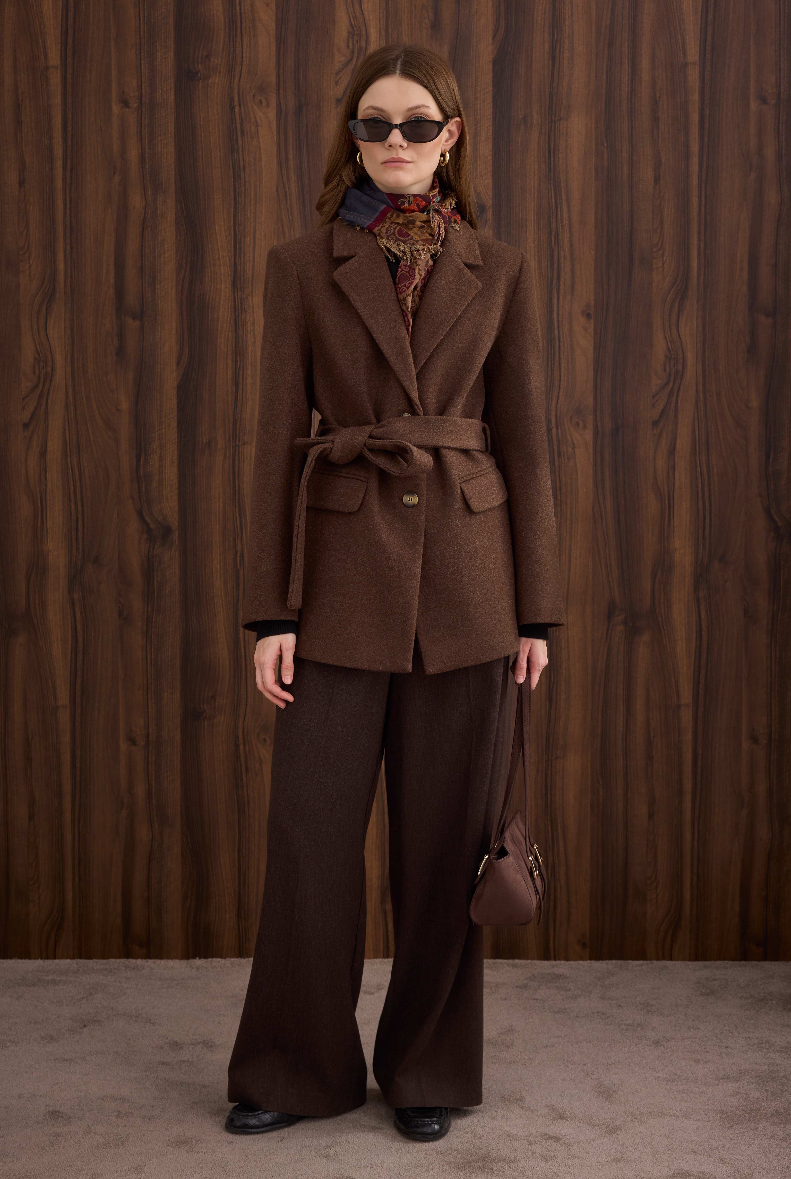 Blazer Kaşe Kaban Kahve - HE-QA