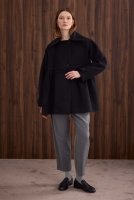 Ruched Detail Coat Black 
