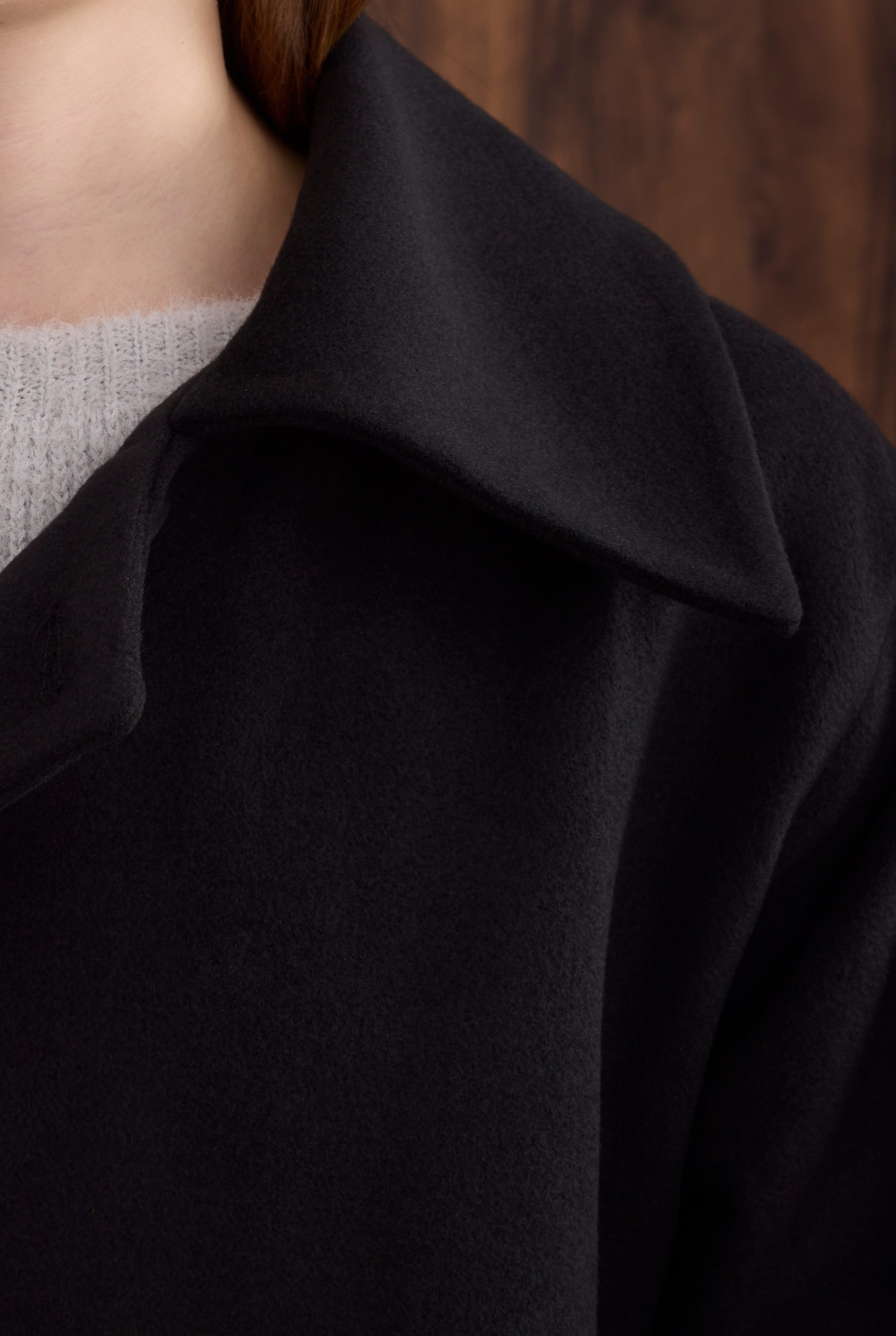 Ruched Detail Coat Black - 5