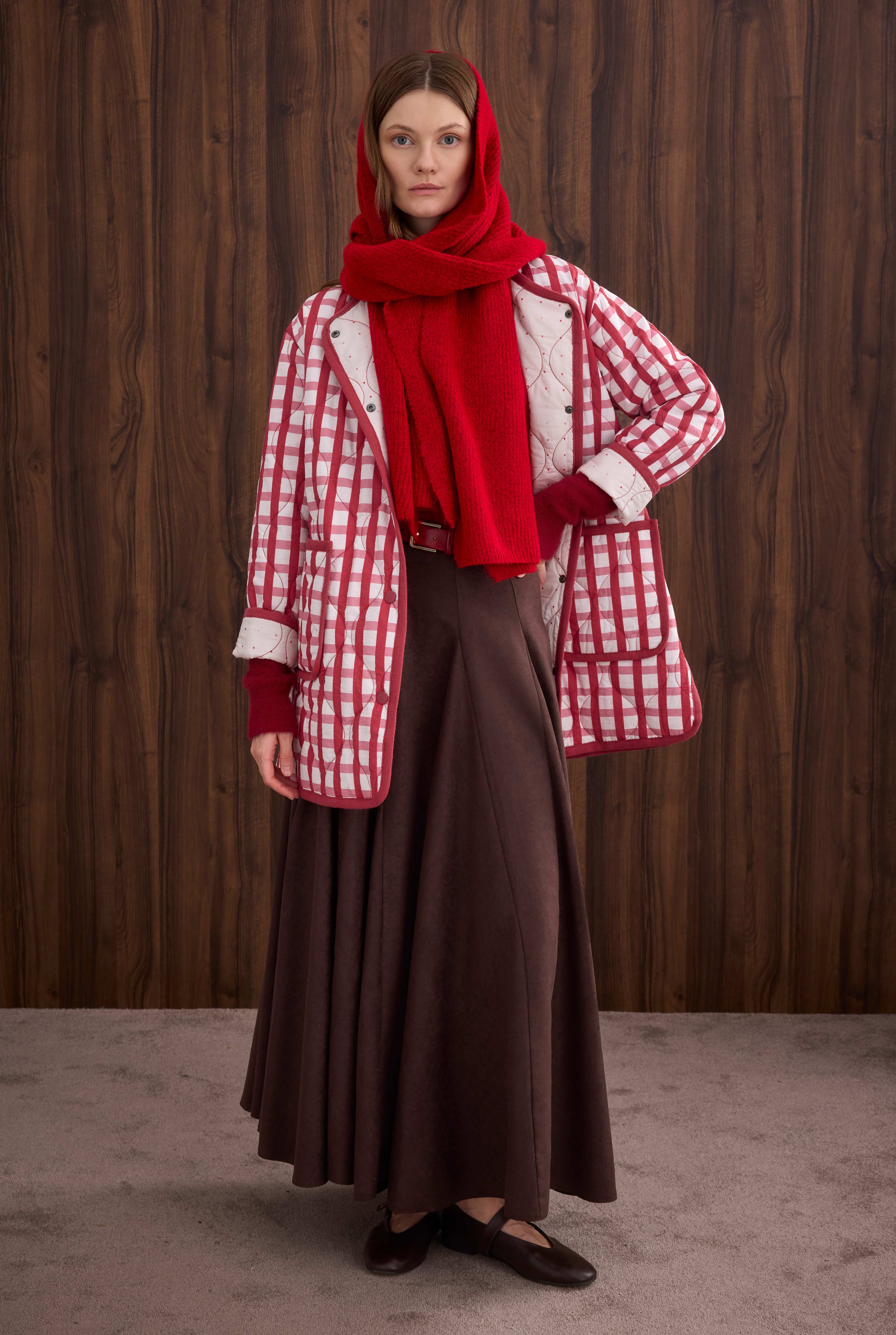 Patterned Quilted Jacket Gingham - HE-QA
