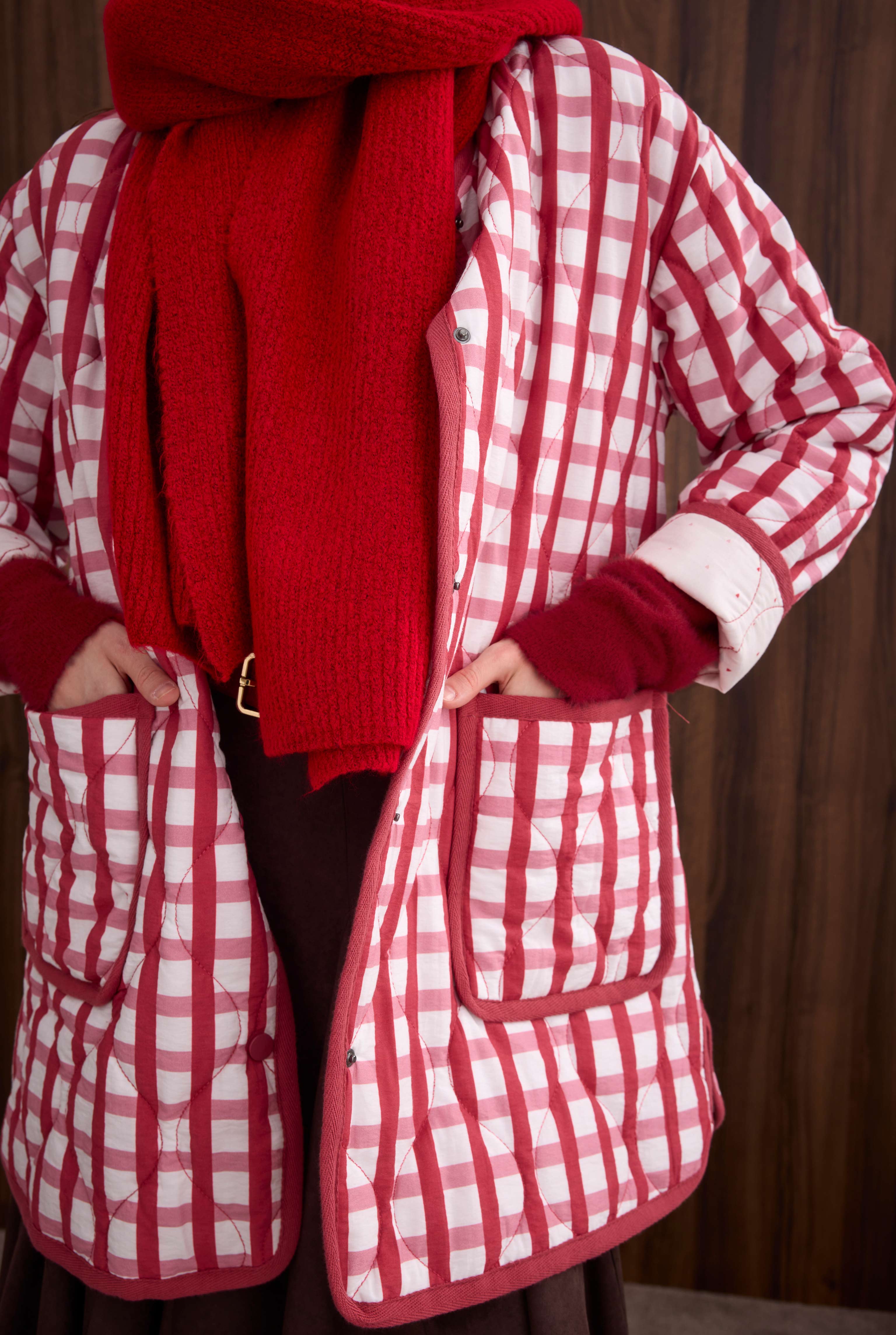 Patterned Quilted Jacket Gingham - 5
