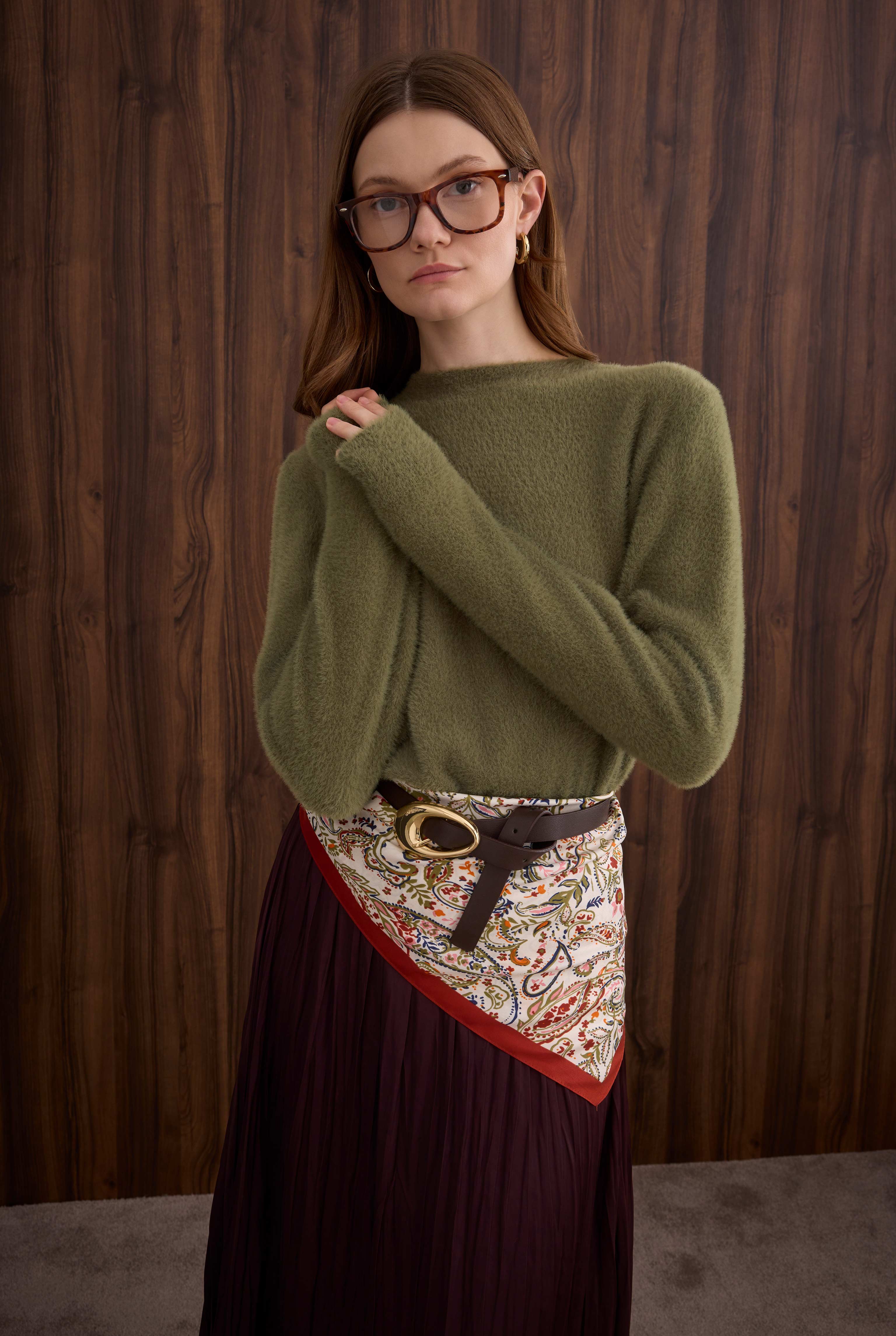 Soft Brushed Basic Sweater Pesto - 4