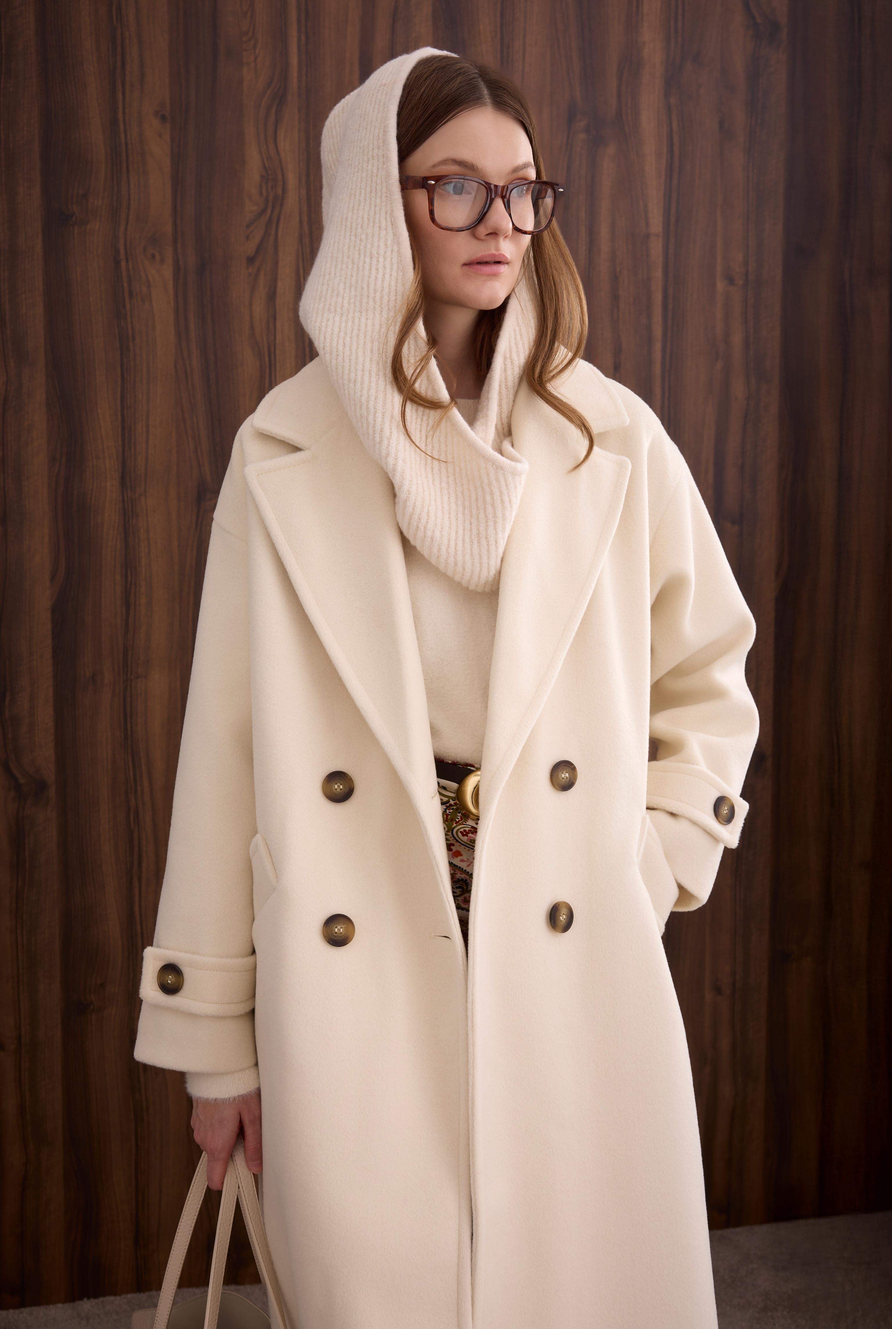 Epaulet Sleeved Coat Ecru - 3
