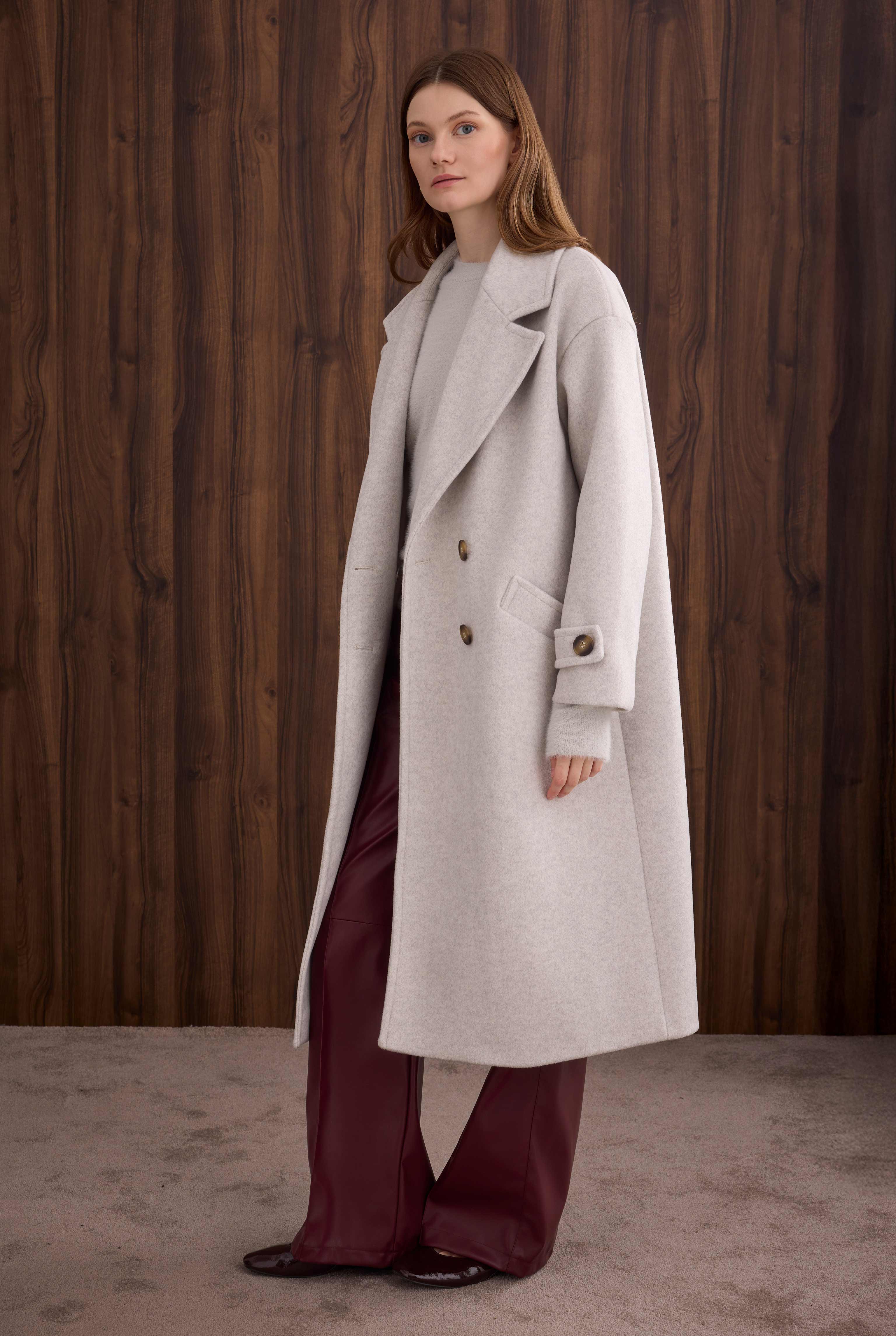 Epaulet Sleeved Coat Ivory White - 2