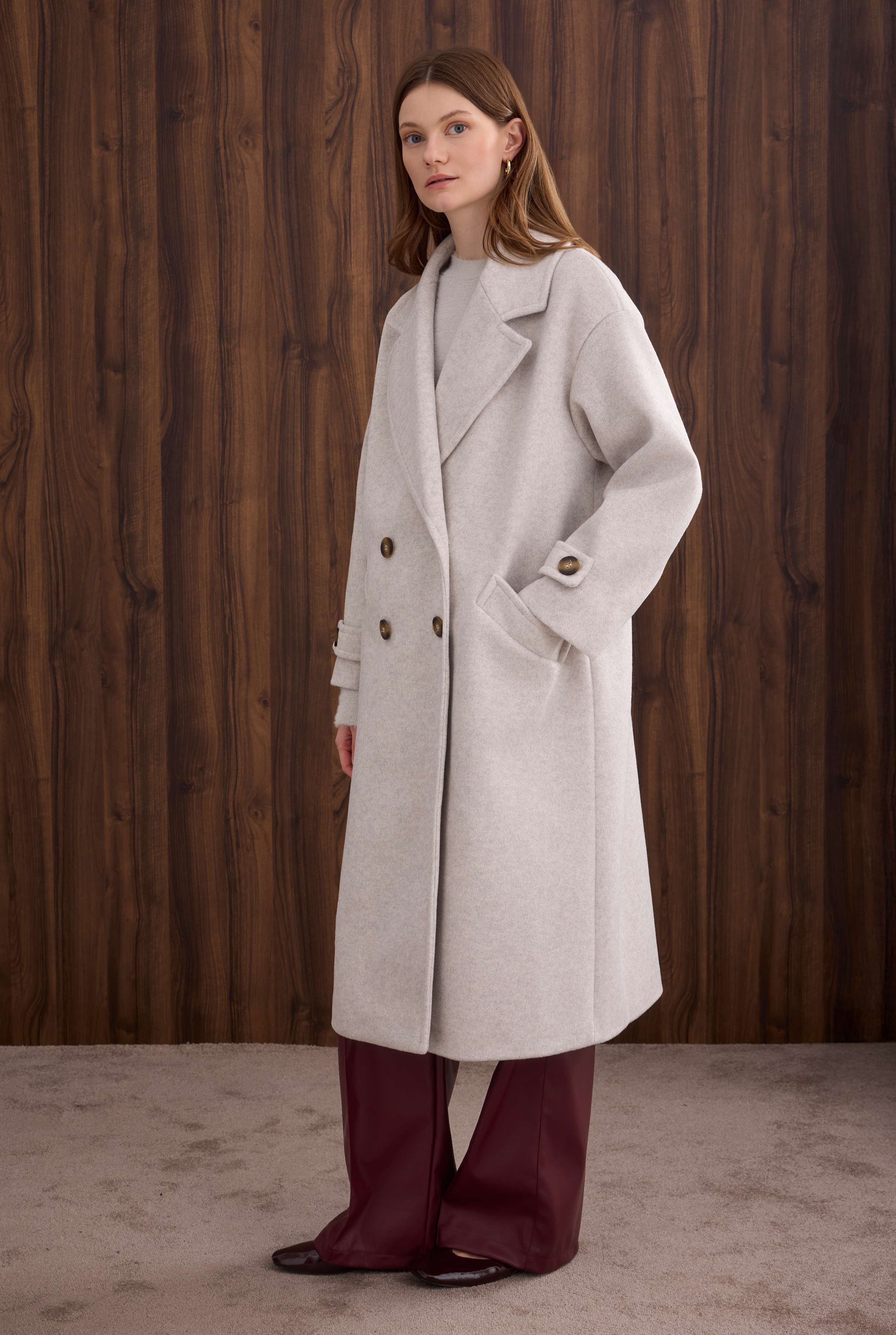 Epaulet Sleeved Coat Ivory White - 3