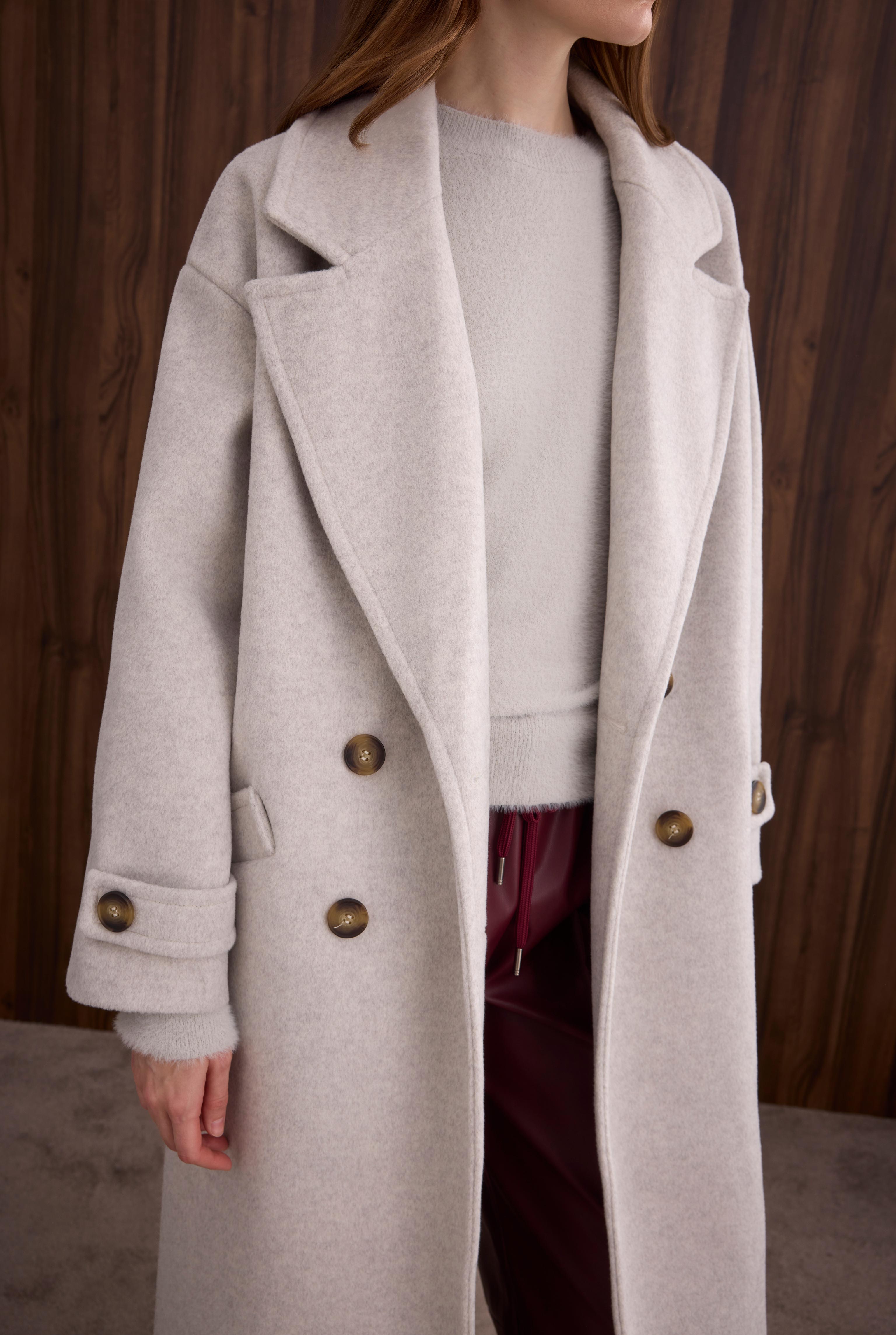 Epaulet Sleeved Coat Ivory White - 5