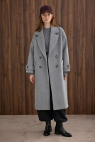 Epaulet Sleeved Coat Gray 