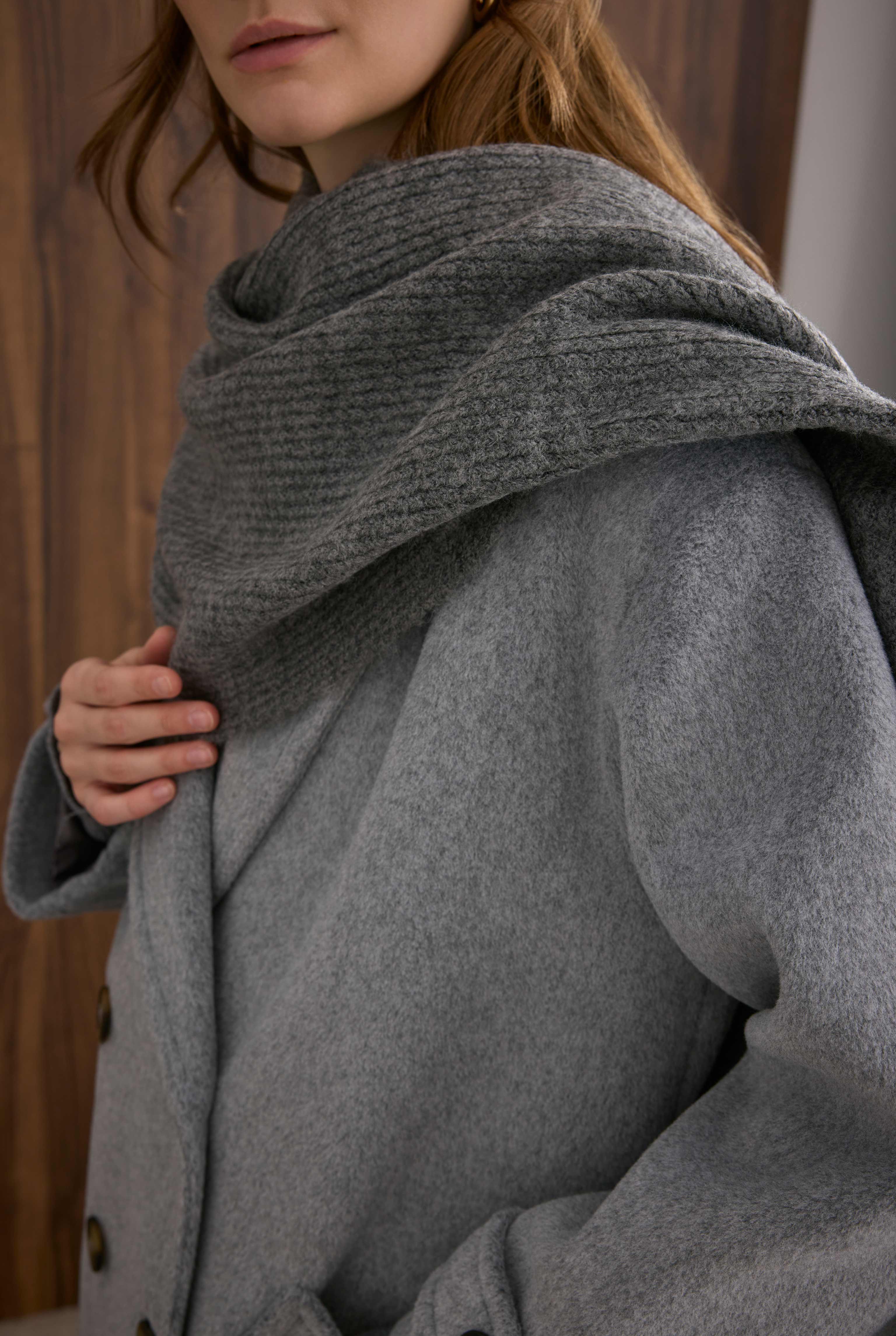 Epaulet Sleeved Coat Gray - 3