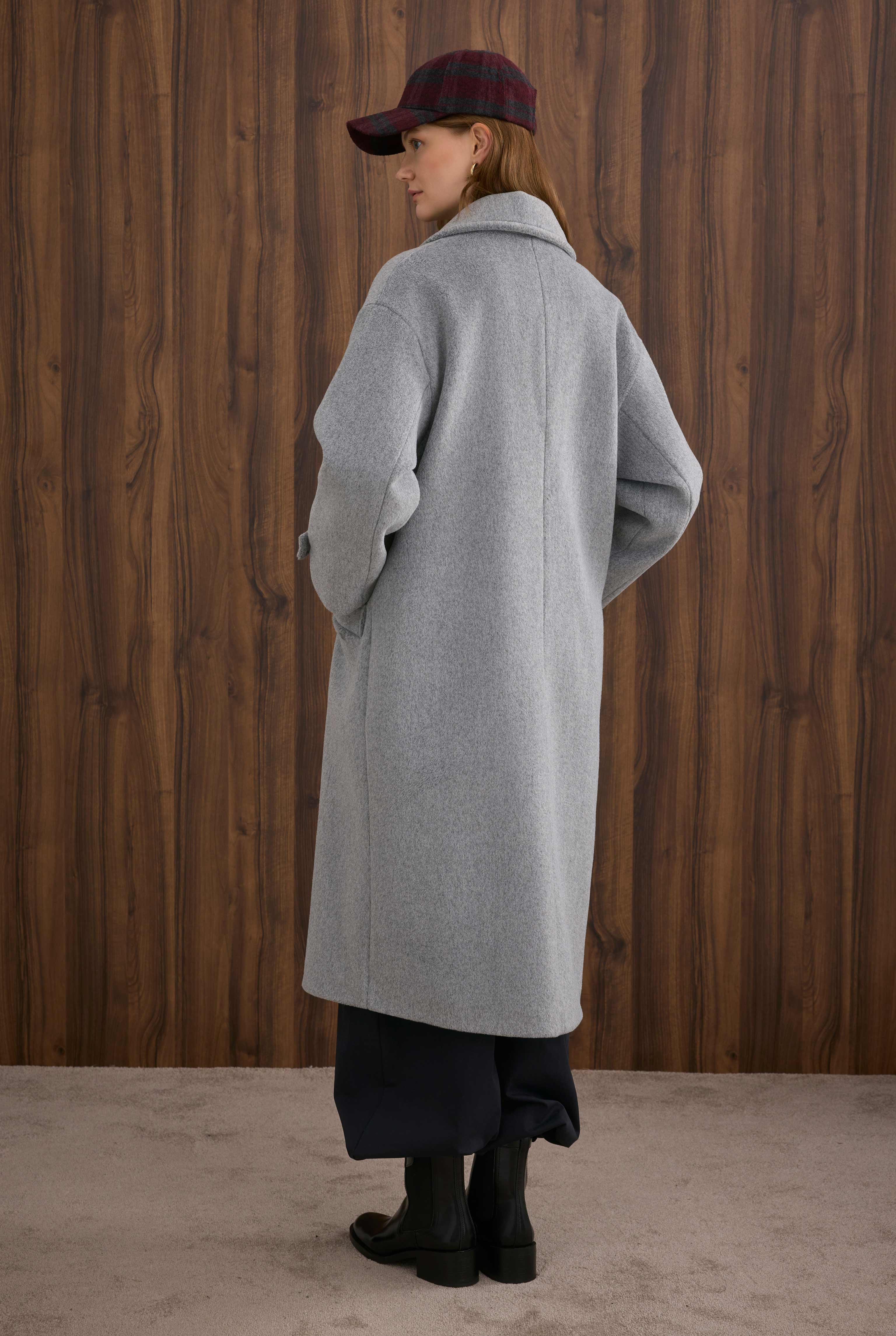 Epaulet Sleeved Coat Gray - 6