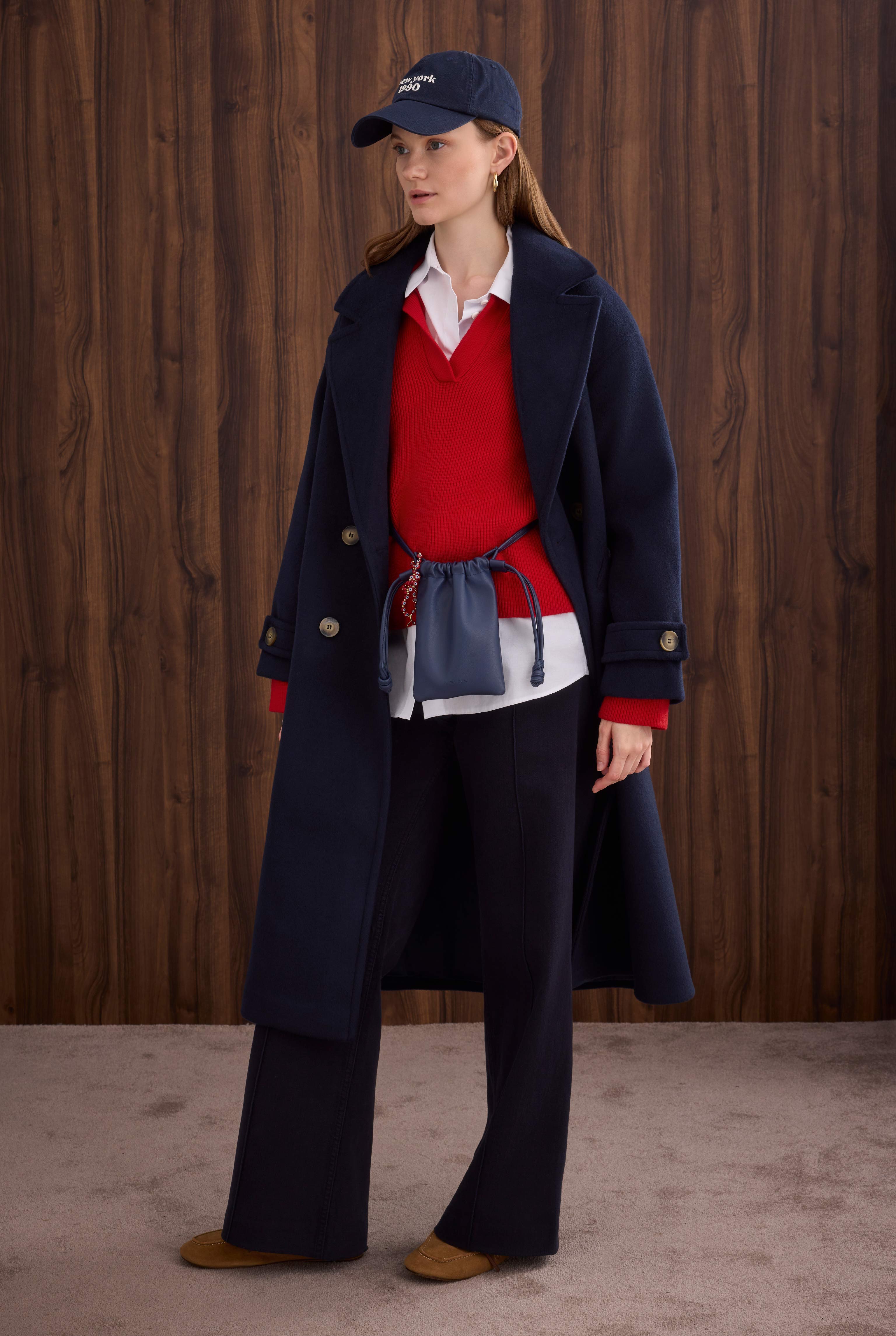 Epaulet Sleeved Coat Navy Blue - 4