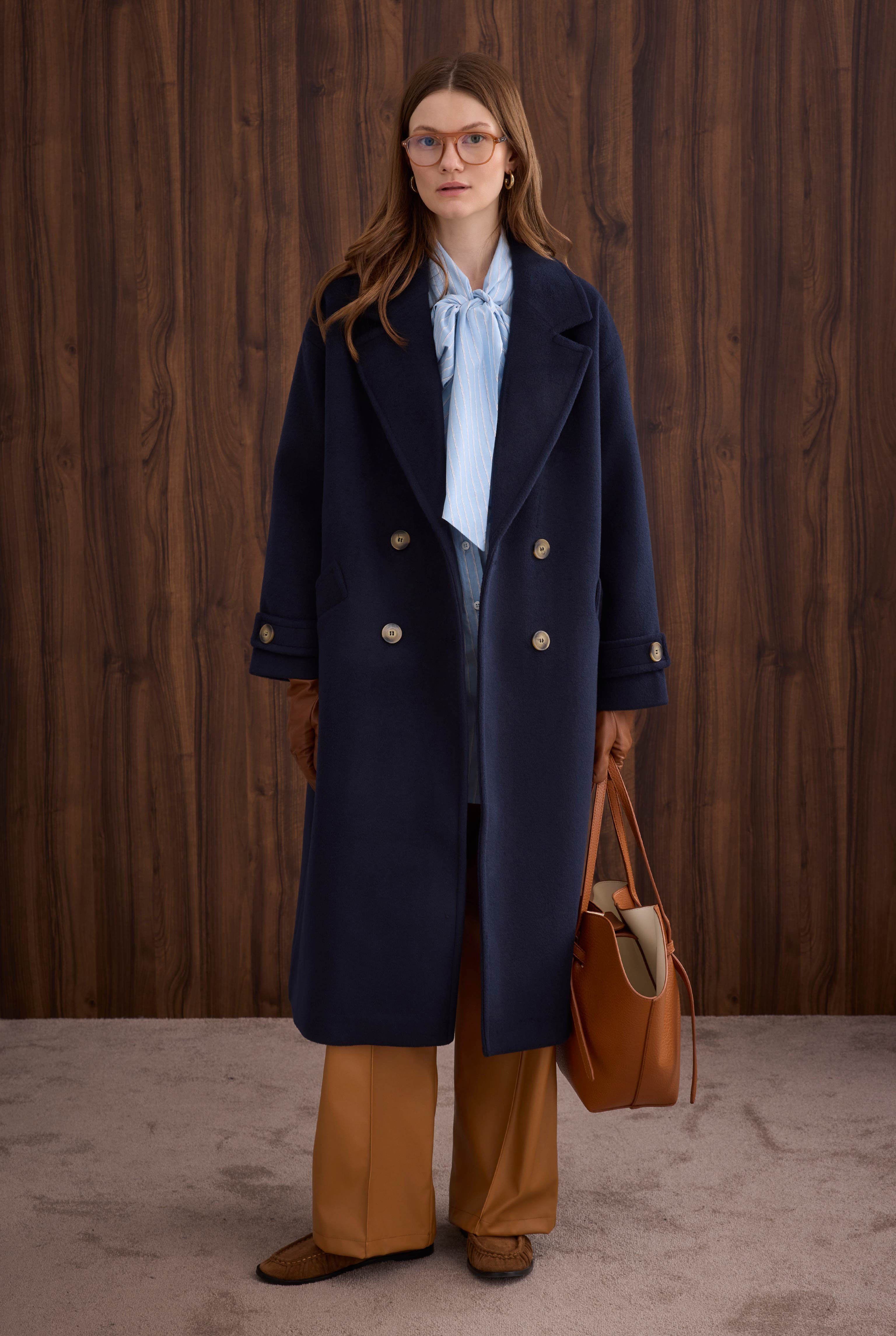 Epaulet Sleeved Coat Navy Blue - 2