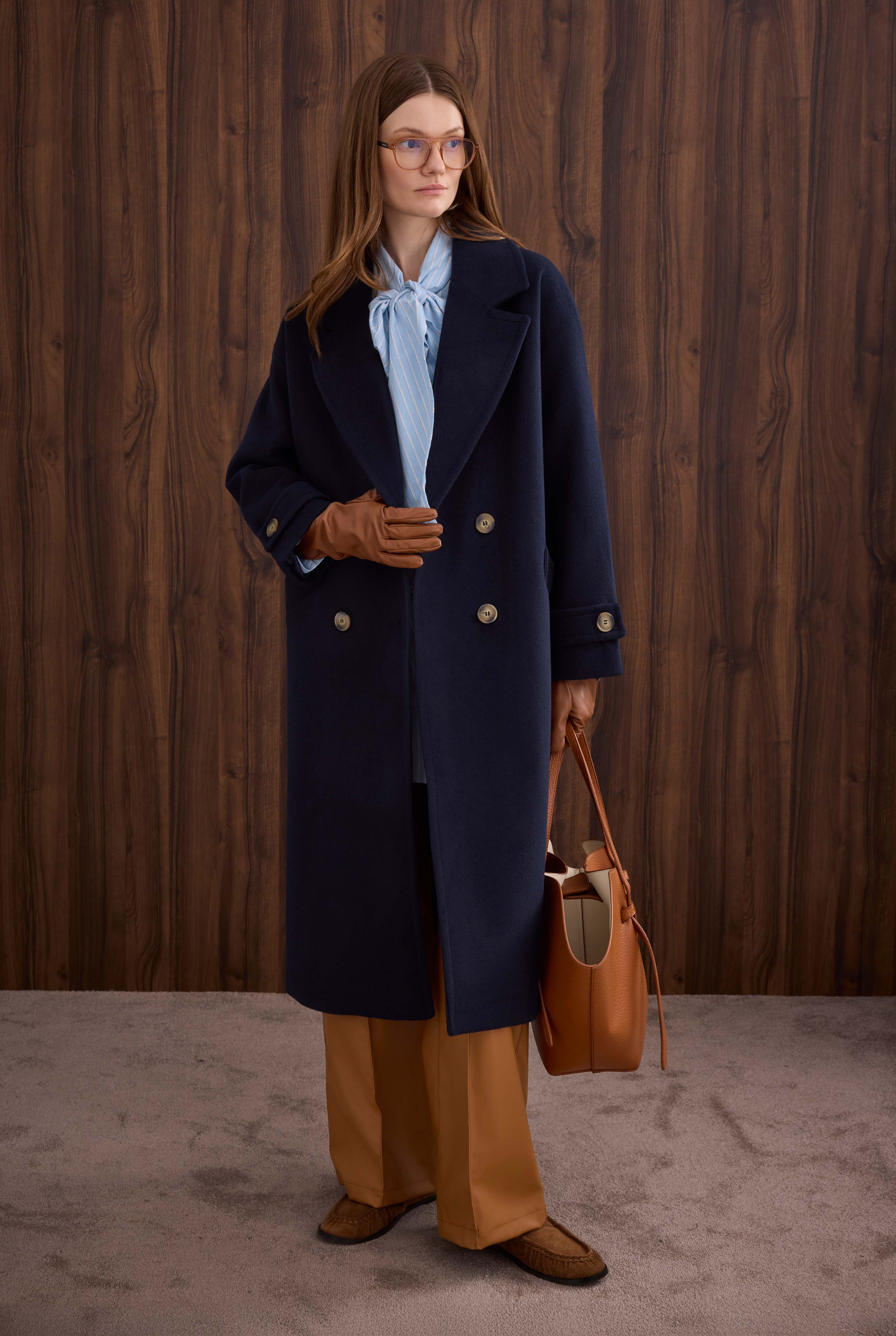 Epaulet Sleeved Coat Navy Blue - HE-QA