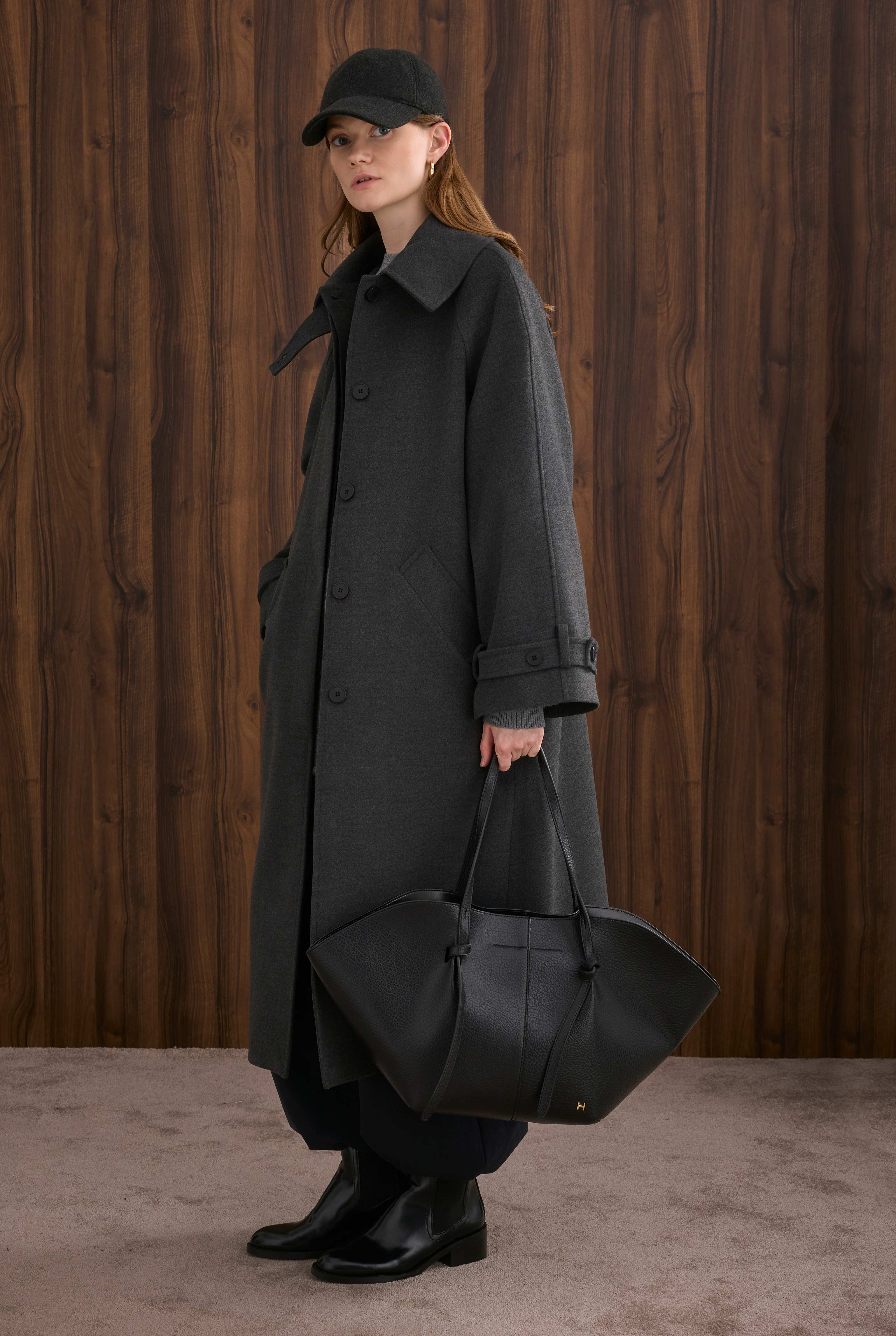 Collar Detailed Coat Anthracite - HE-QA