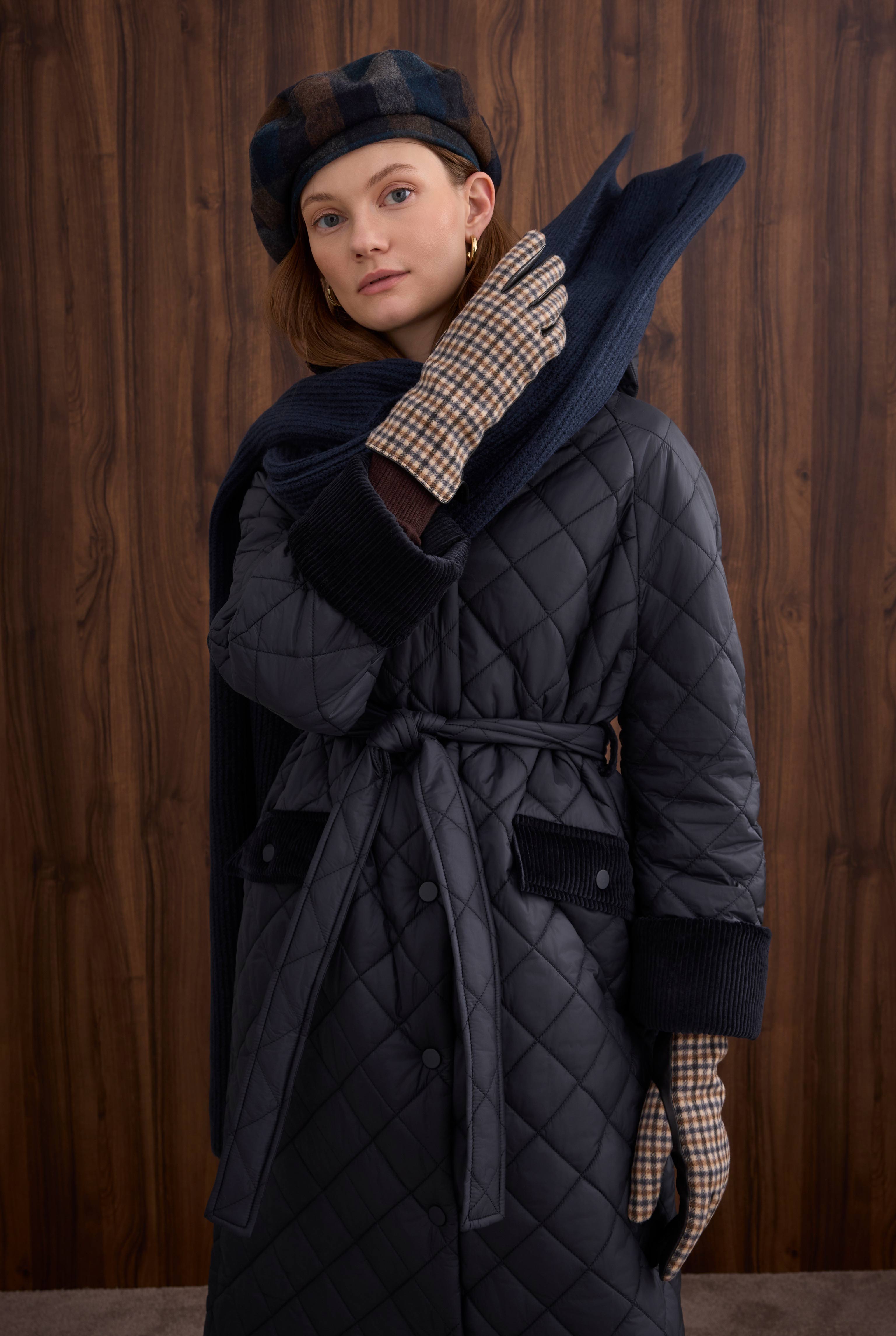 Long Quilted Coat Navy Blue - 5