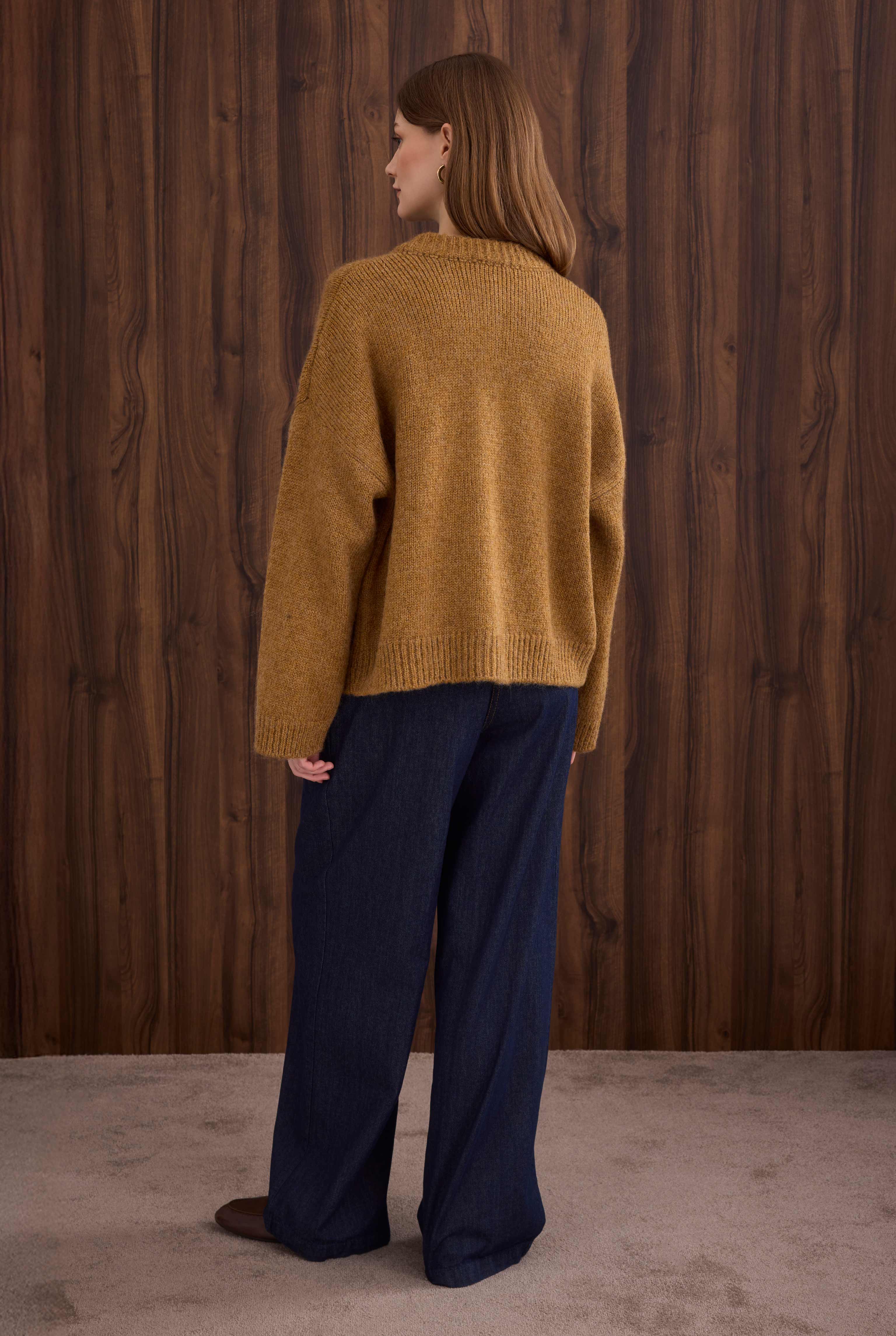 Short Alpaca Cardigan Mustard - 5