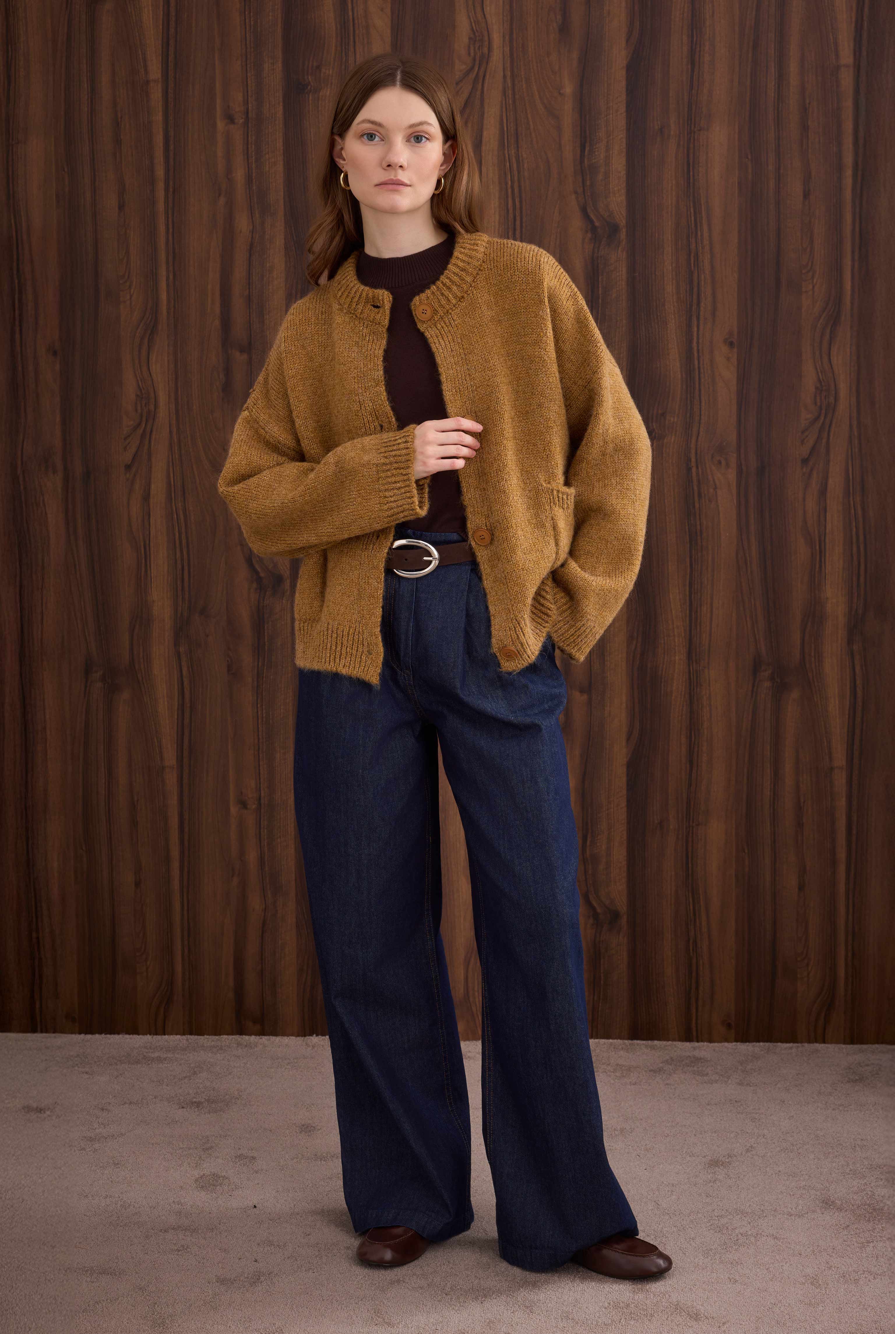 Short Alpaca Cardigan Mustard - 4