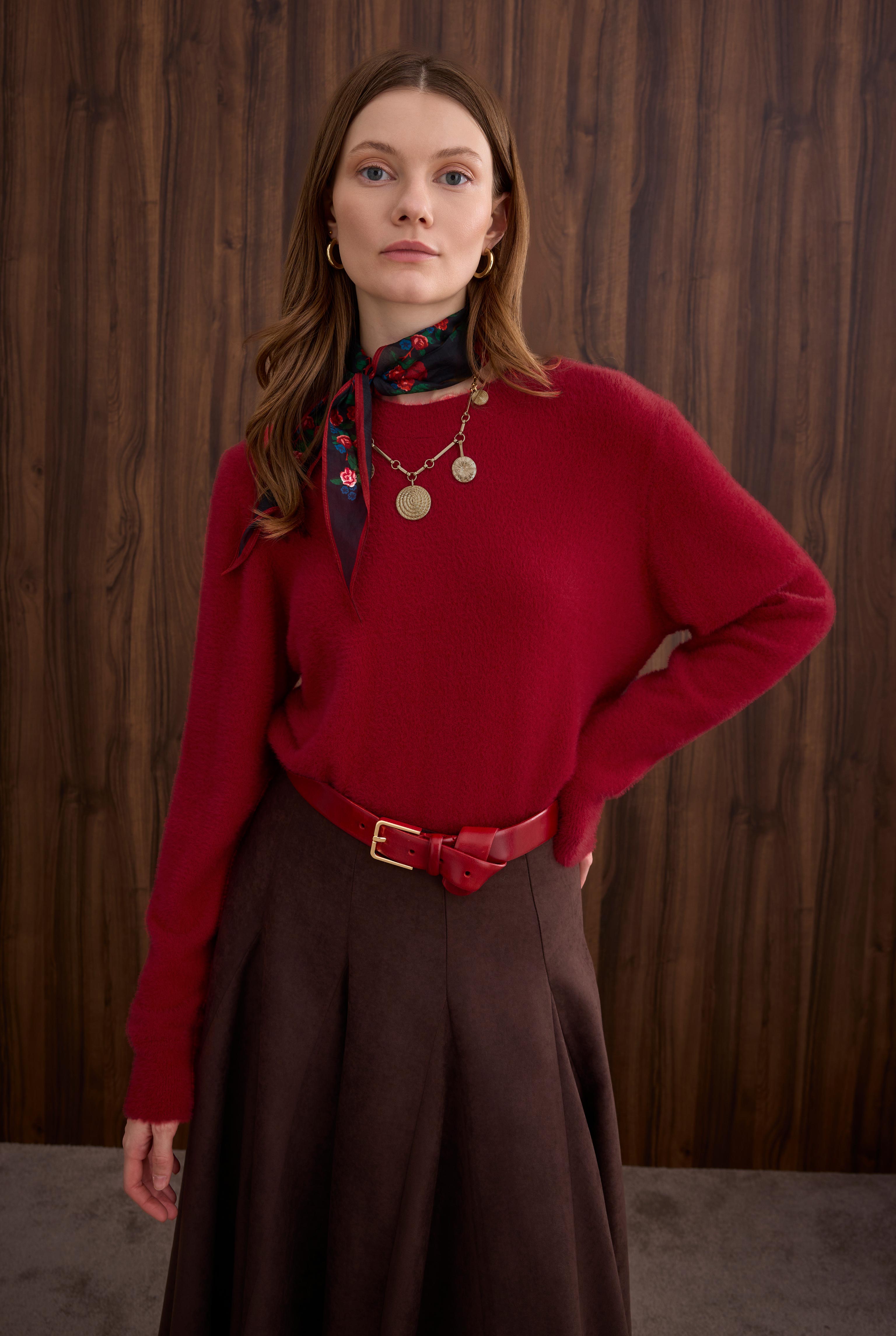 Soft Brushed Basic Sweater Red - 3