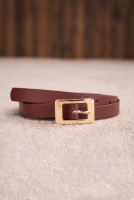 Belt With Gold Square Buckle Bordeaux 