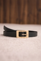 Belt With Gold Square Buckle Black 