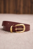 Belt With Gold Buckle Bordeaux 