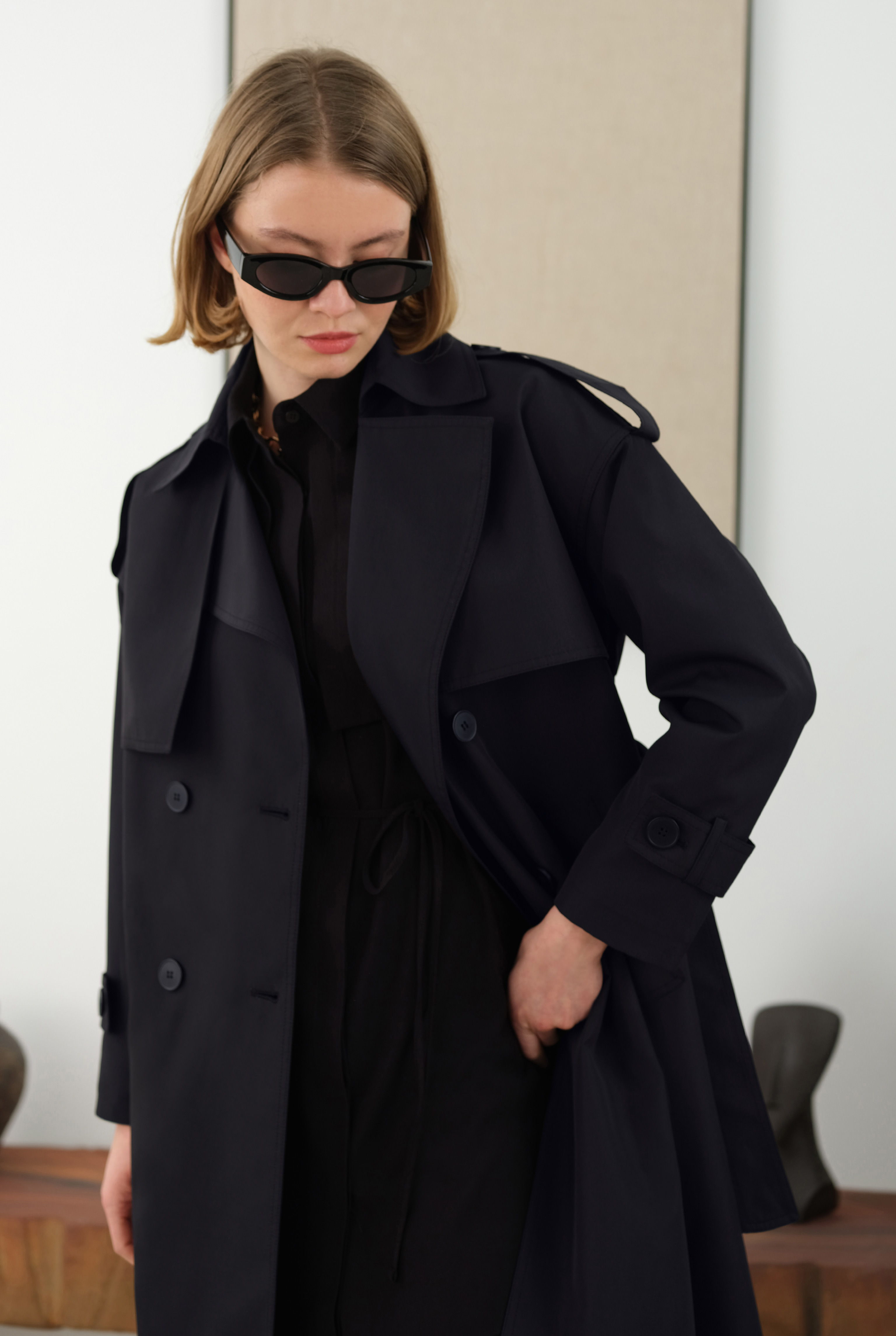 Long Classic Trenchcoat Black - 2