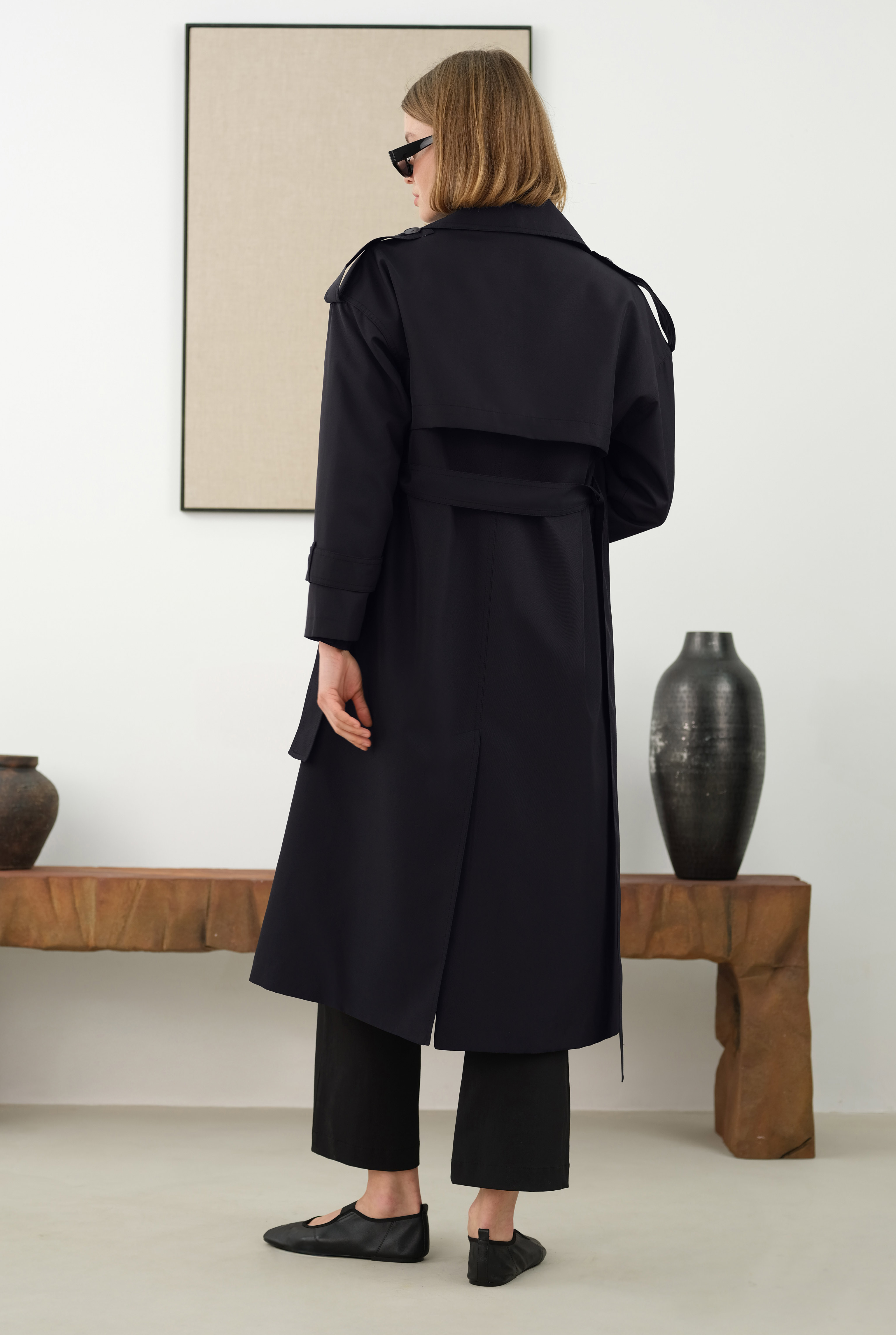 Long Classic Trenchcoat Black - 5